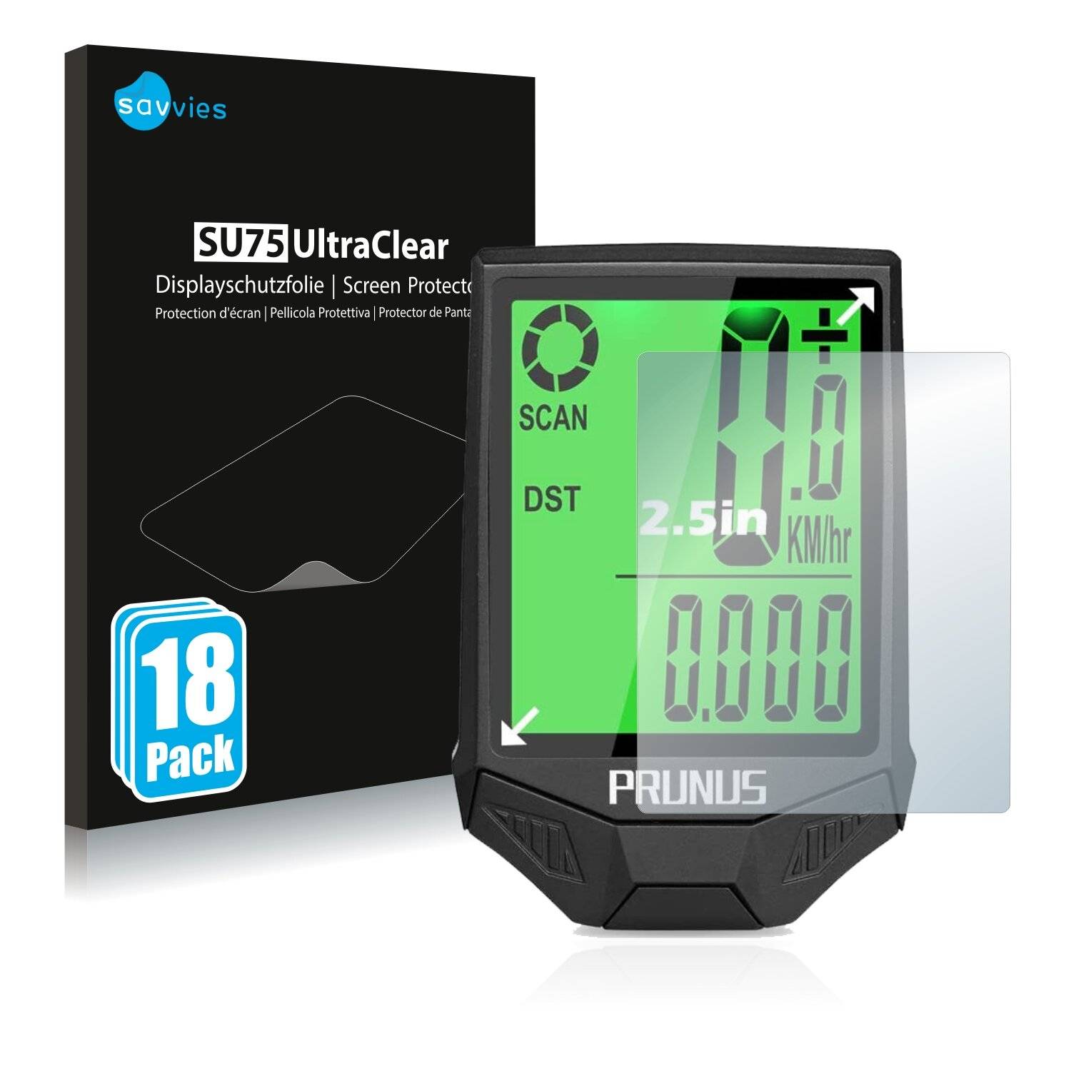 18x Savvies SU75 Displayschutzfolie für Prunus Bike