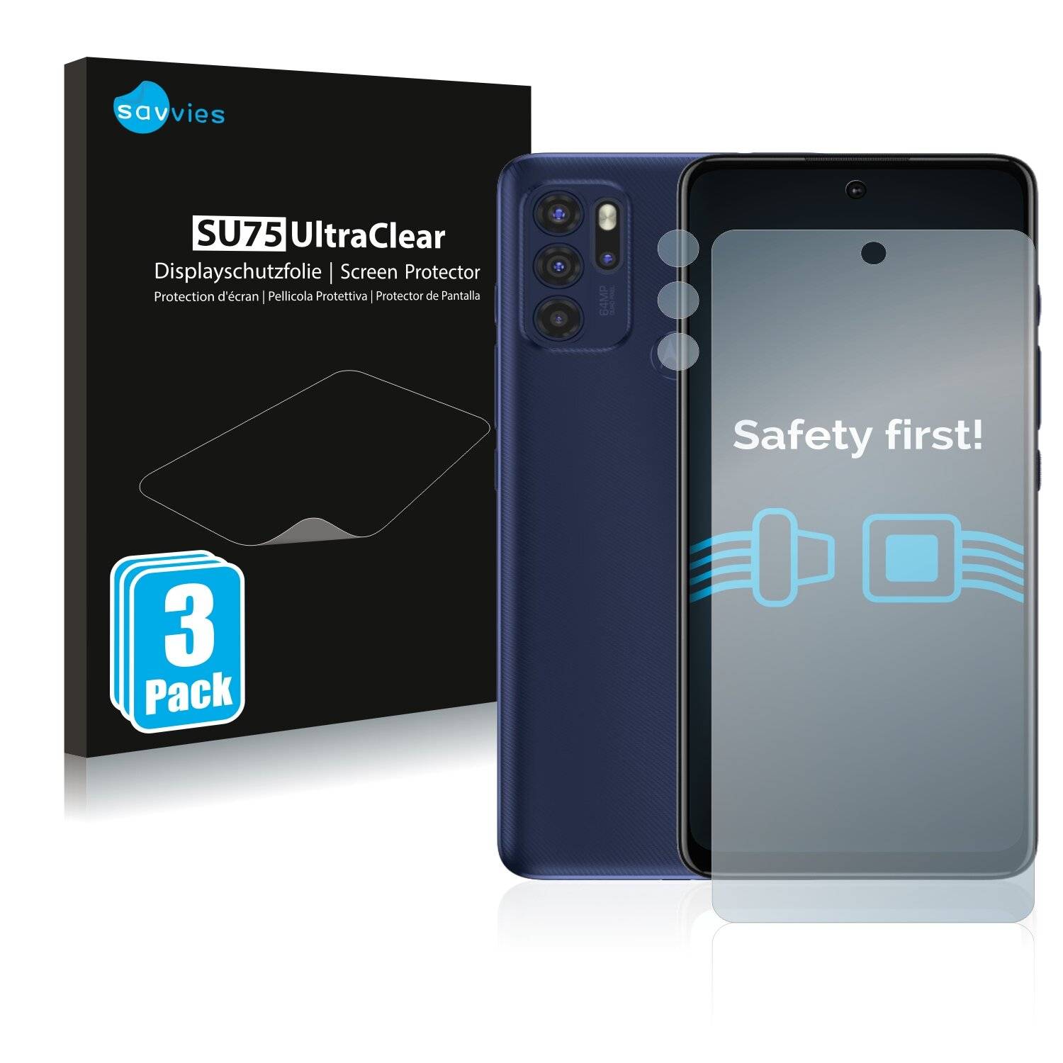 6x Savvies SU75 Displayschutzfolie für Motorola Moto G60S (Vorderseite +