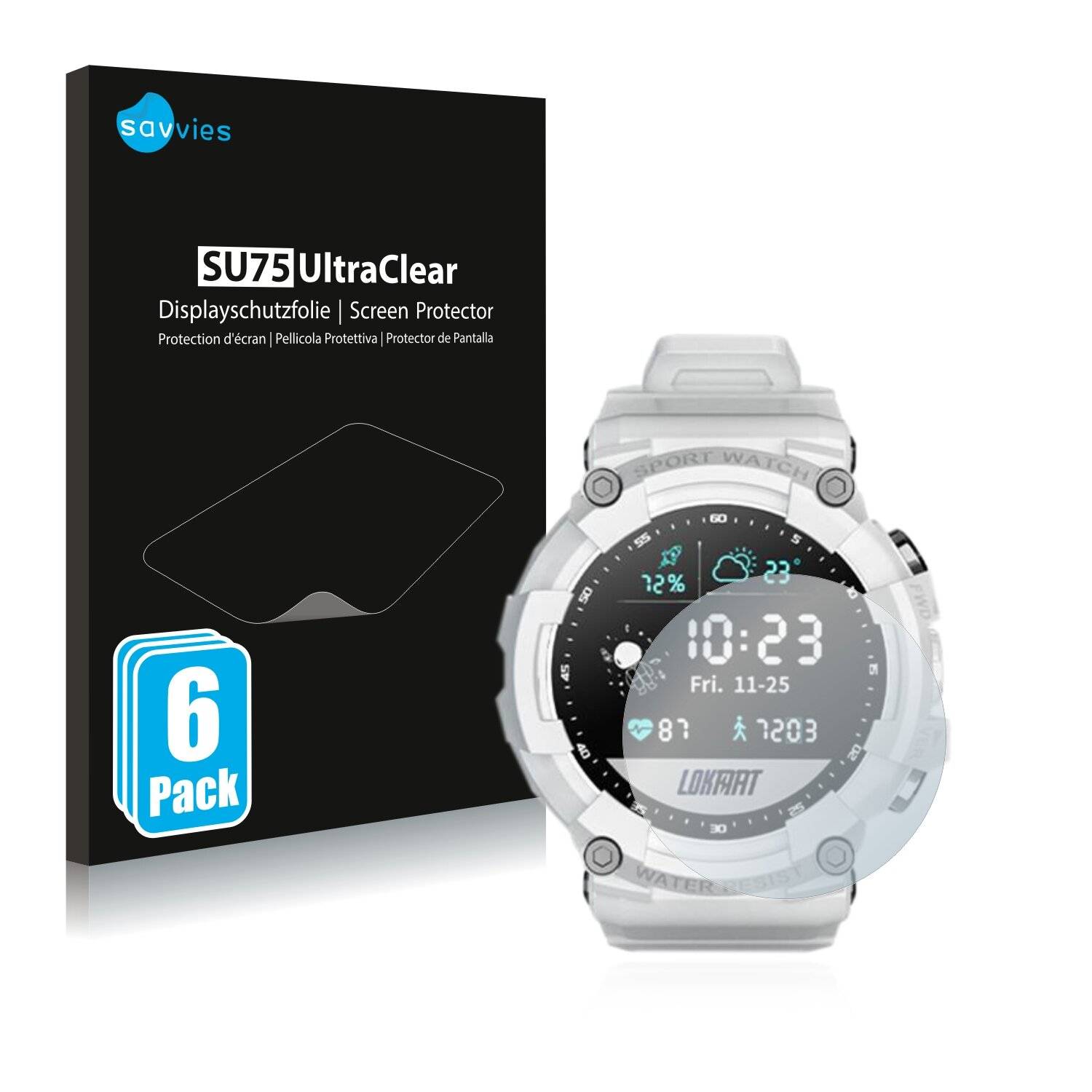 6x Savvies SU75 Displayschutzfolie für Lokmat Attack
