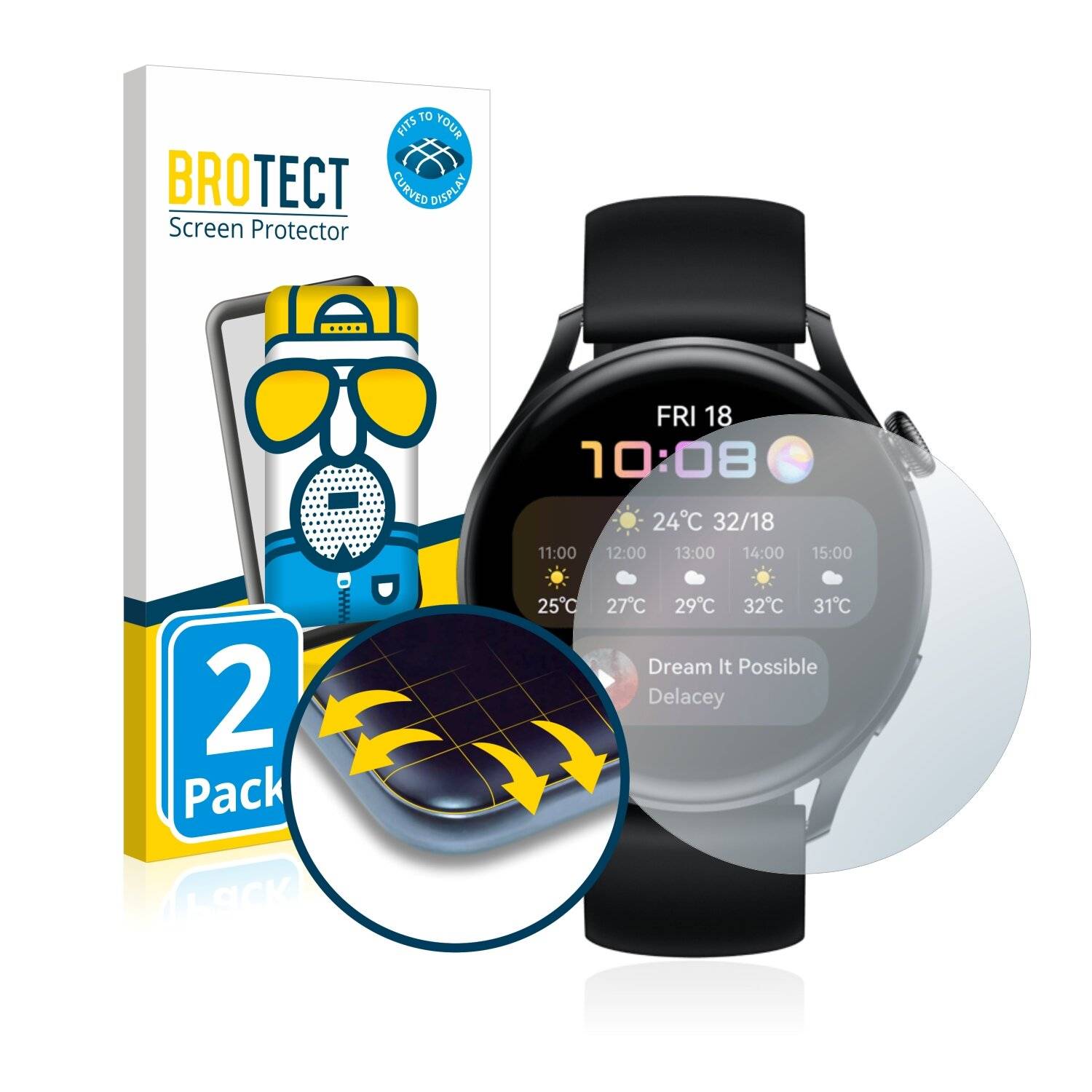 2x BROTECT Flex Matte Full-Cover Displayschutzfolie für Huawei Watch