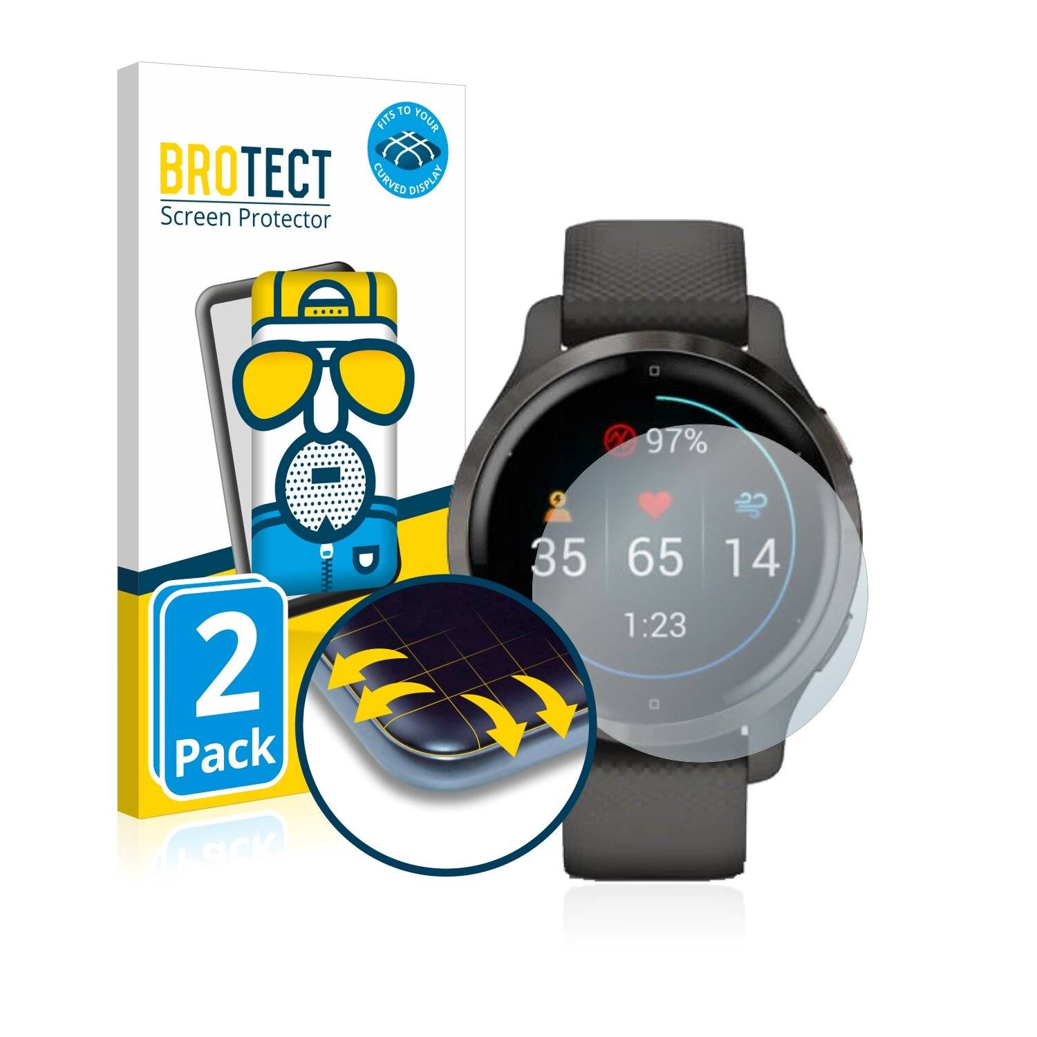 2x BROTECT Flex Matte Full-Cover Displayschutzfolie für Garmin Venu