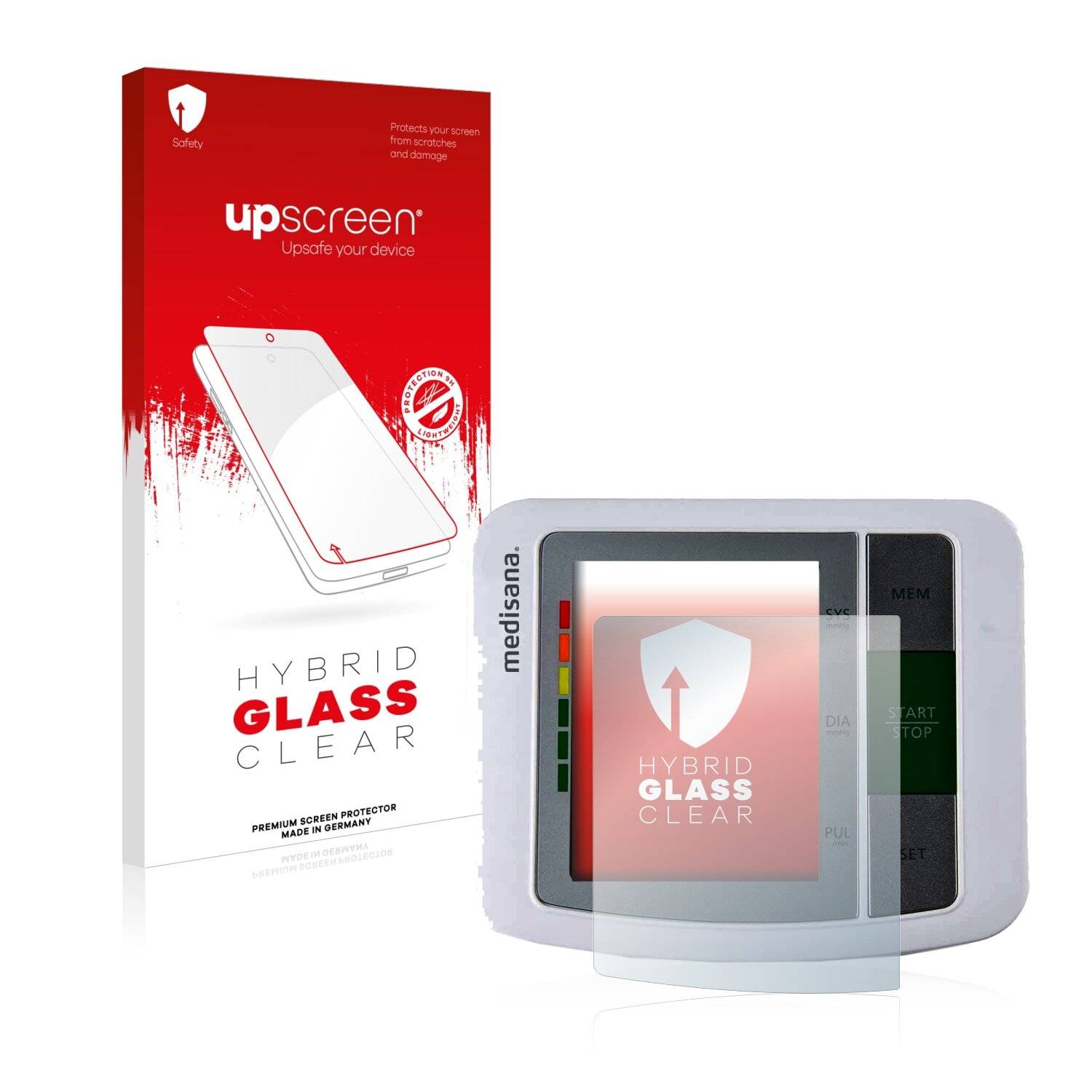upscreen Hybrid Glass Clear Premium Schutzglas Folie für Medisana BU