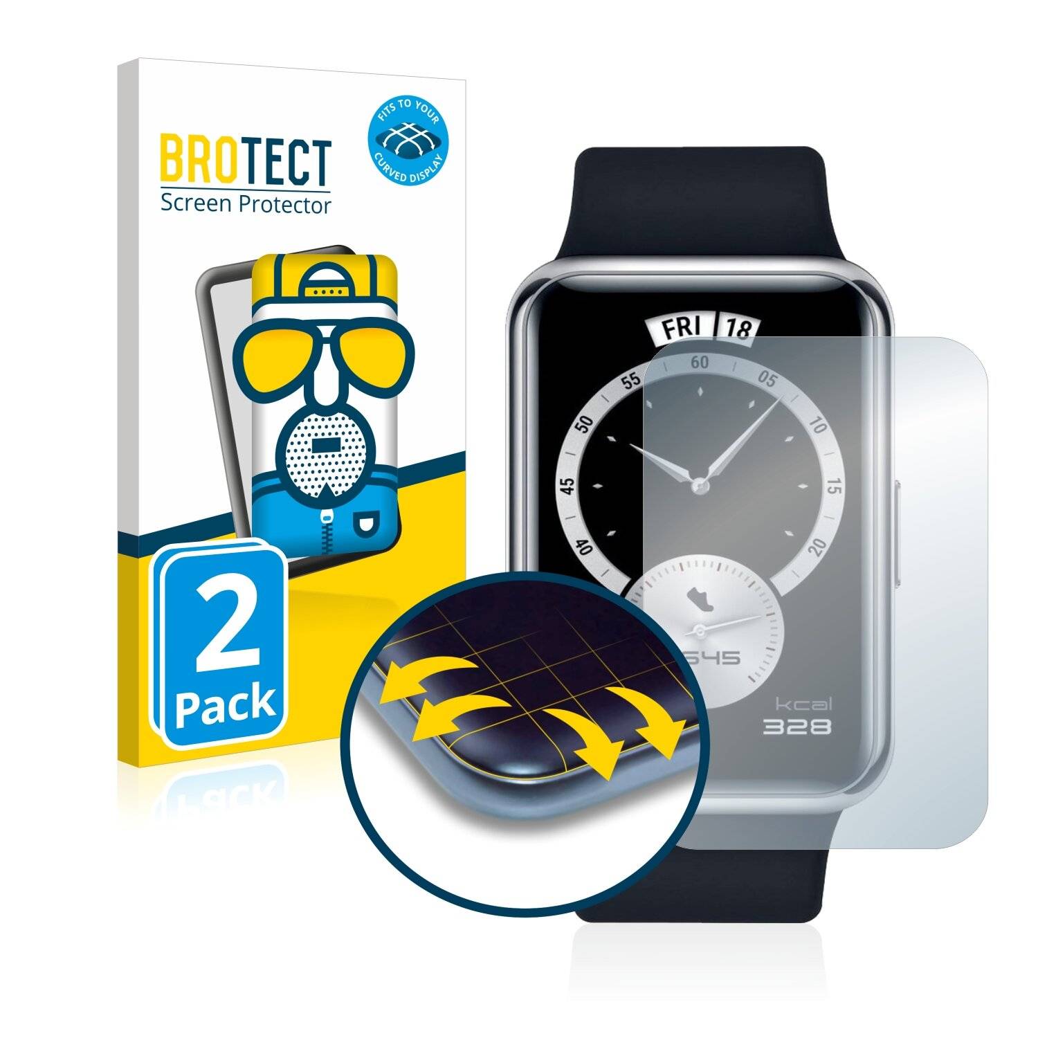 2x BROTECT Flex Matte Full-Cover Displayschutzfolie für Huawei Watch Fit