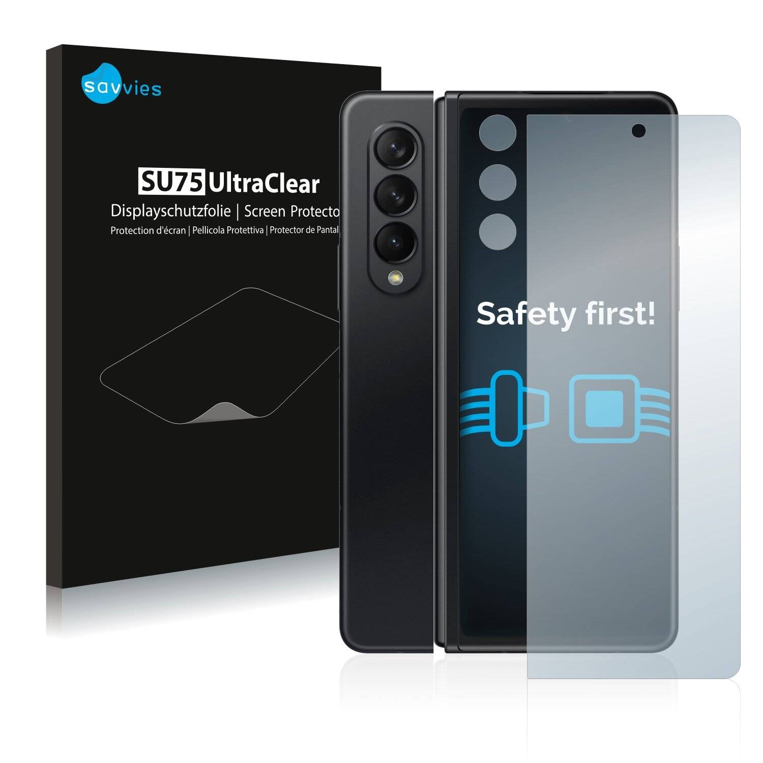 18x Savvies SU75 Displayschutzfolie für Samsung Galaxy Z Fold 3 5G (Vorderseite +