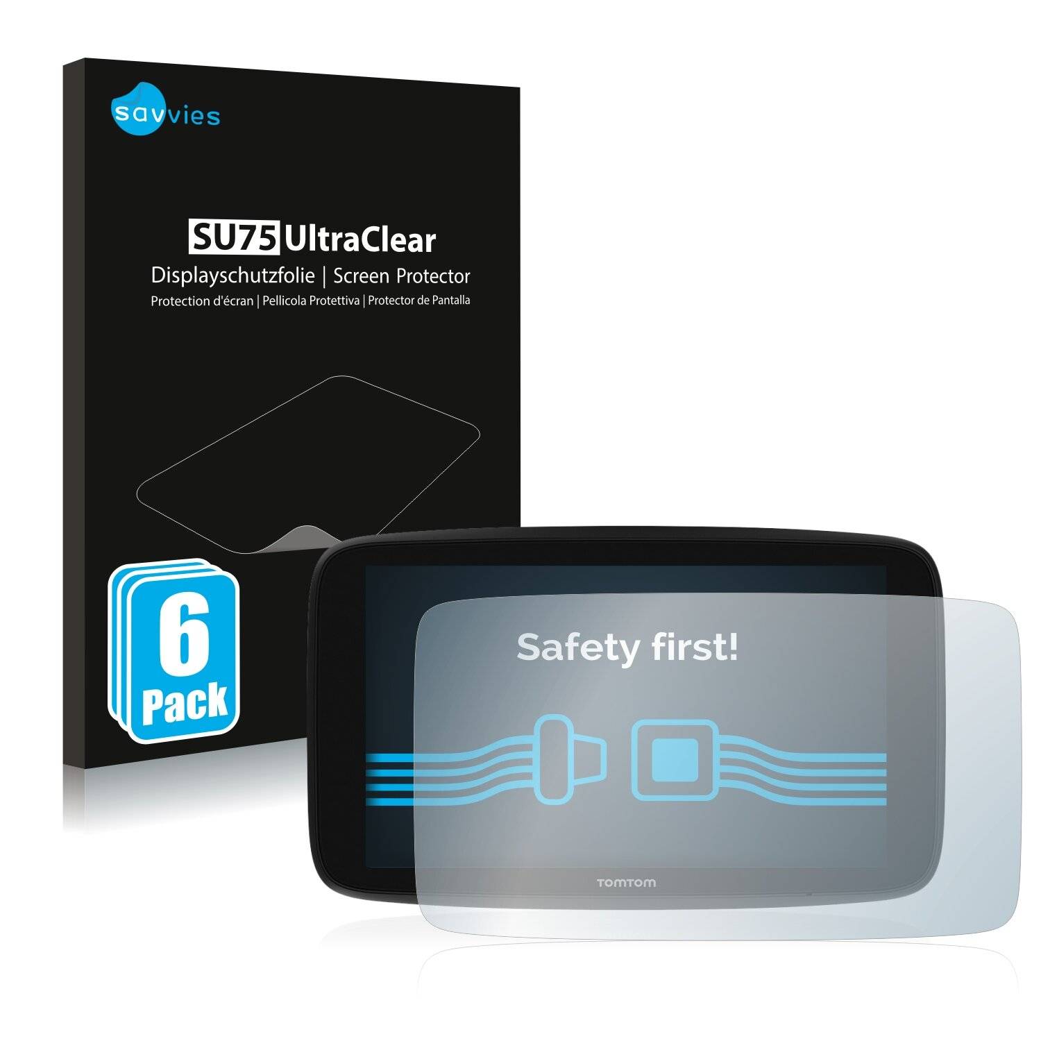 6x Savvies SU75 Displayschutzfolie für TomTom Go Expert