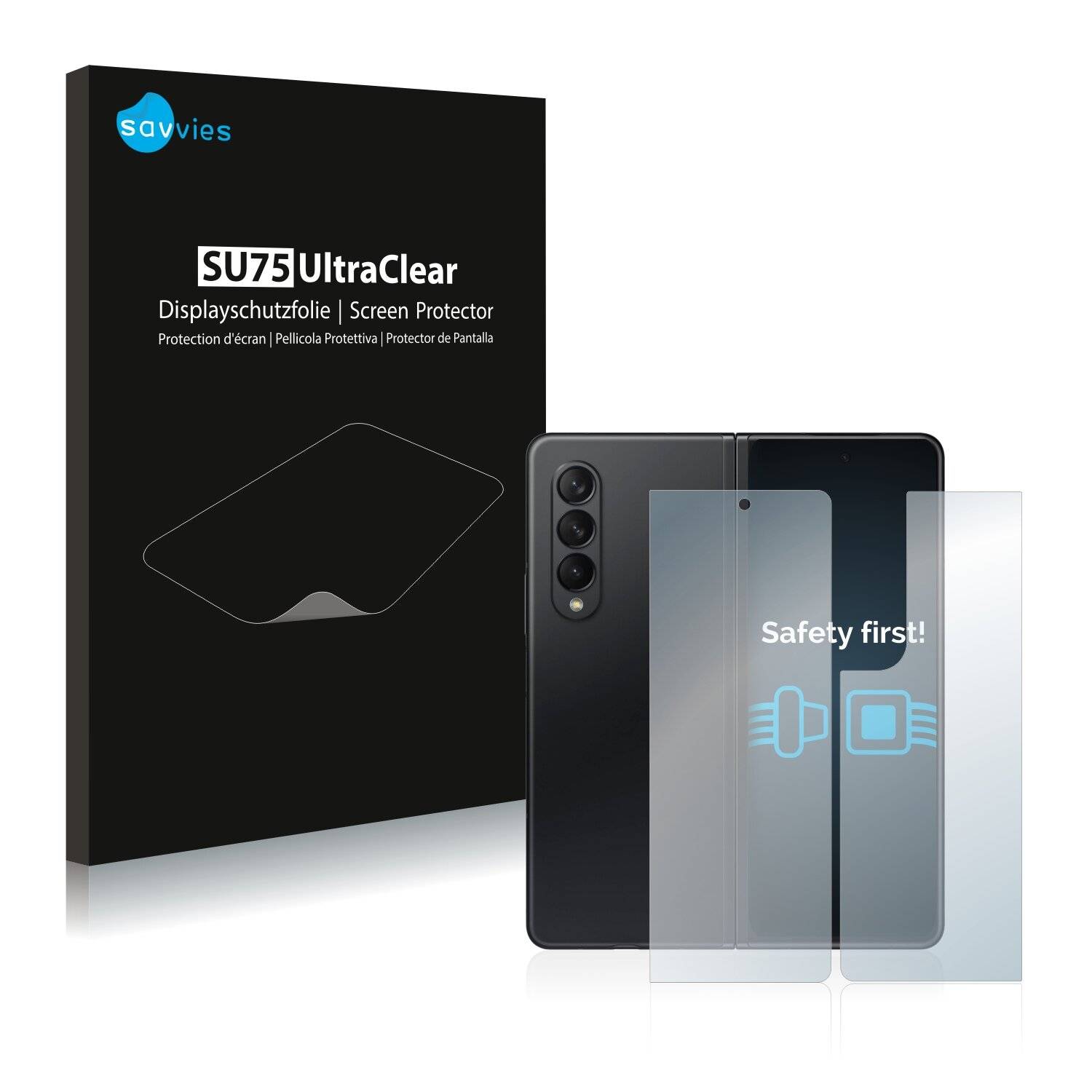 18x Savvies SU75 Displayschutzfolie für Samsung Galaxy Z Fold 3 5G (Vorder +