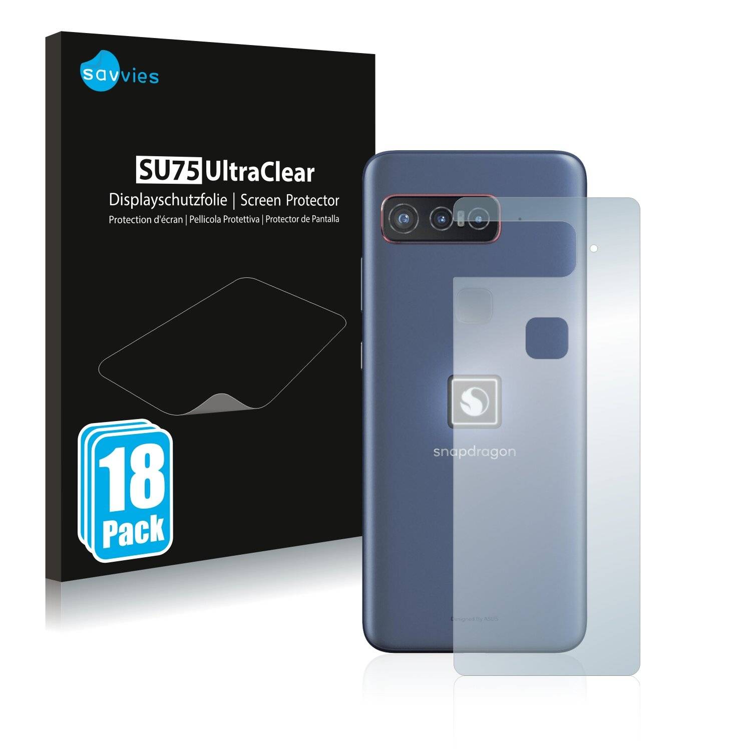 18x Savvies SU75 Displayschutzfolie für Asus Smartphone for Snapdragon Insiders