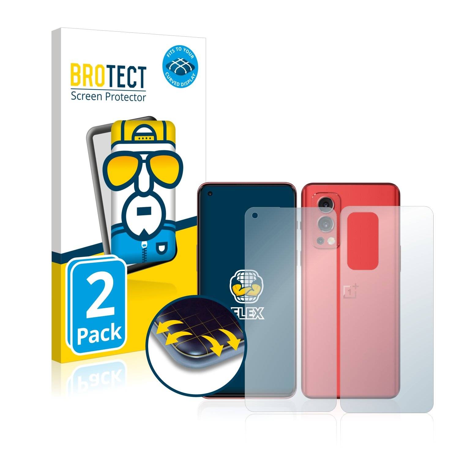 2x BROTECT Flex Full-Cover Displayschutzfolie für OnePlus Nord 2 5G (Vorder +