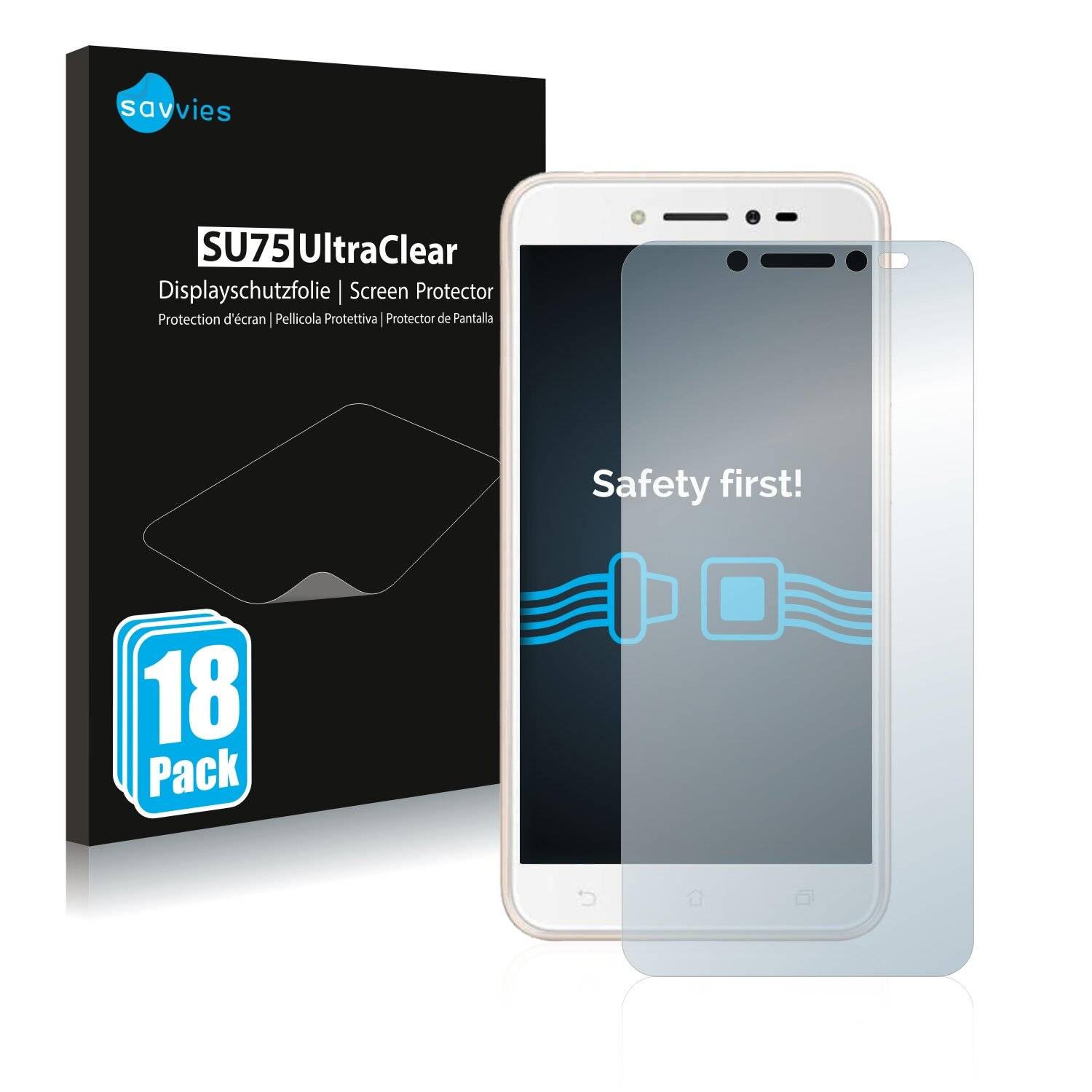 18x Savvies SU75 Displayschutzfolie für Asus ZenFone