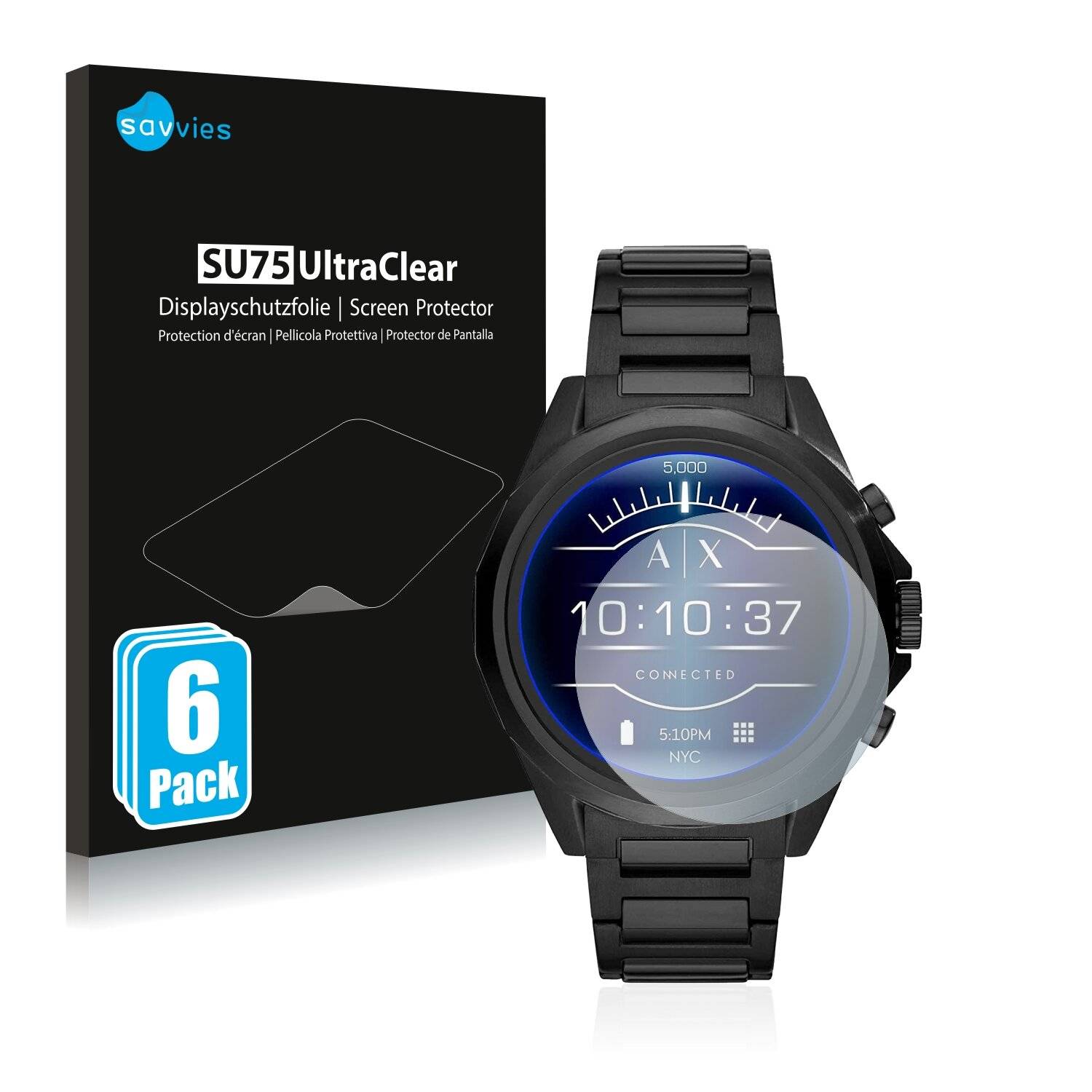 6x Savvies SU75 Displayschutzfolie für Emporio Armani Connected Exchange