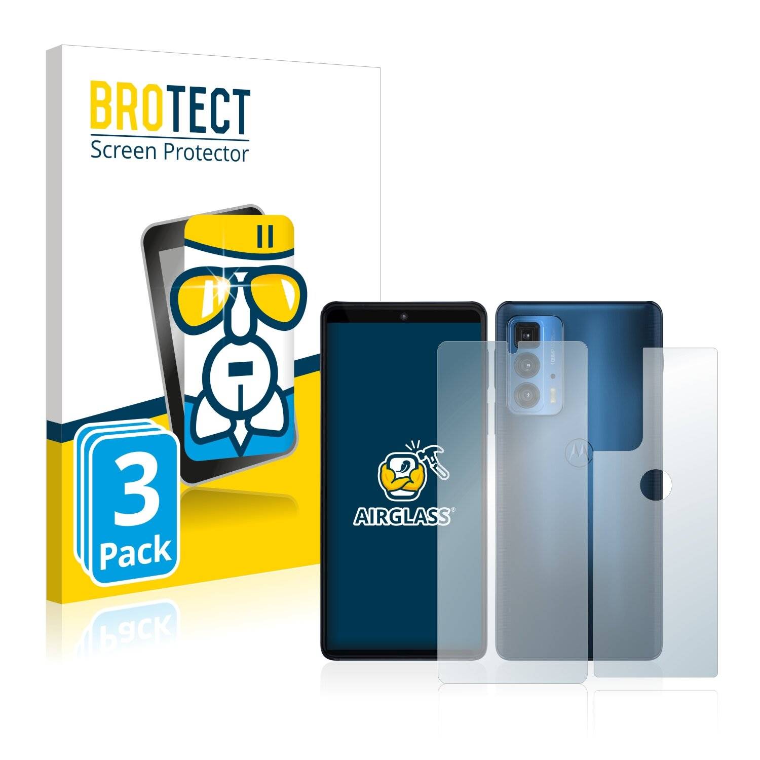 3x BROTECT AirGlass Schutzglas Folie für Motorola Edge S Pro (Vorder +