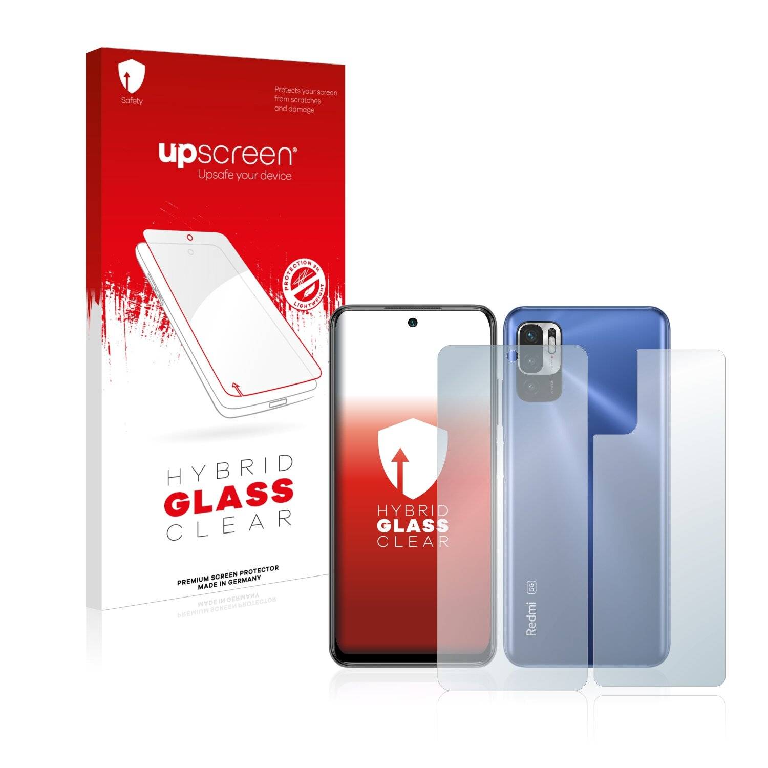 upscreen Hybrid Glass Clear Premium Schutzglas Folie für Xiaomi Redmi Note 10T 5G (Vorder +