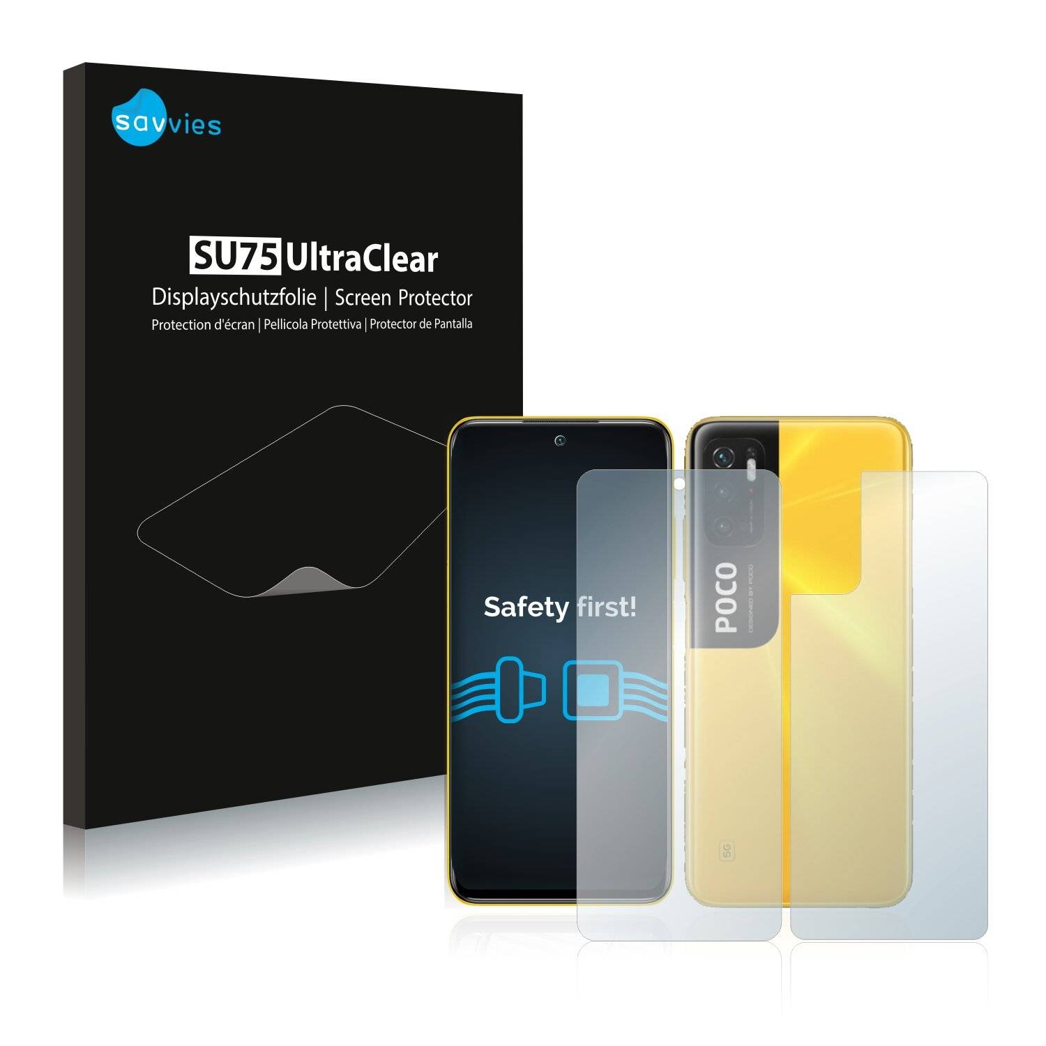 18x Savvies SU75 Displayschutzfolie für Xiaomi Poco M3 Pro 5G (Vorder +