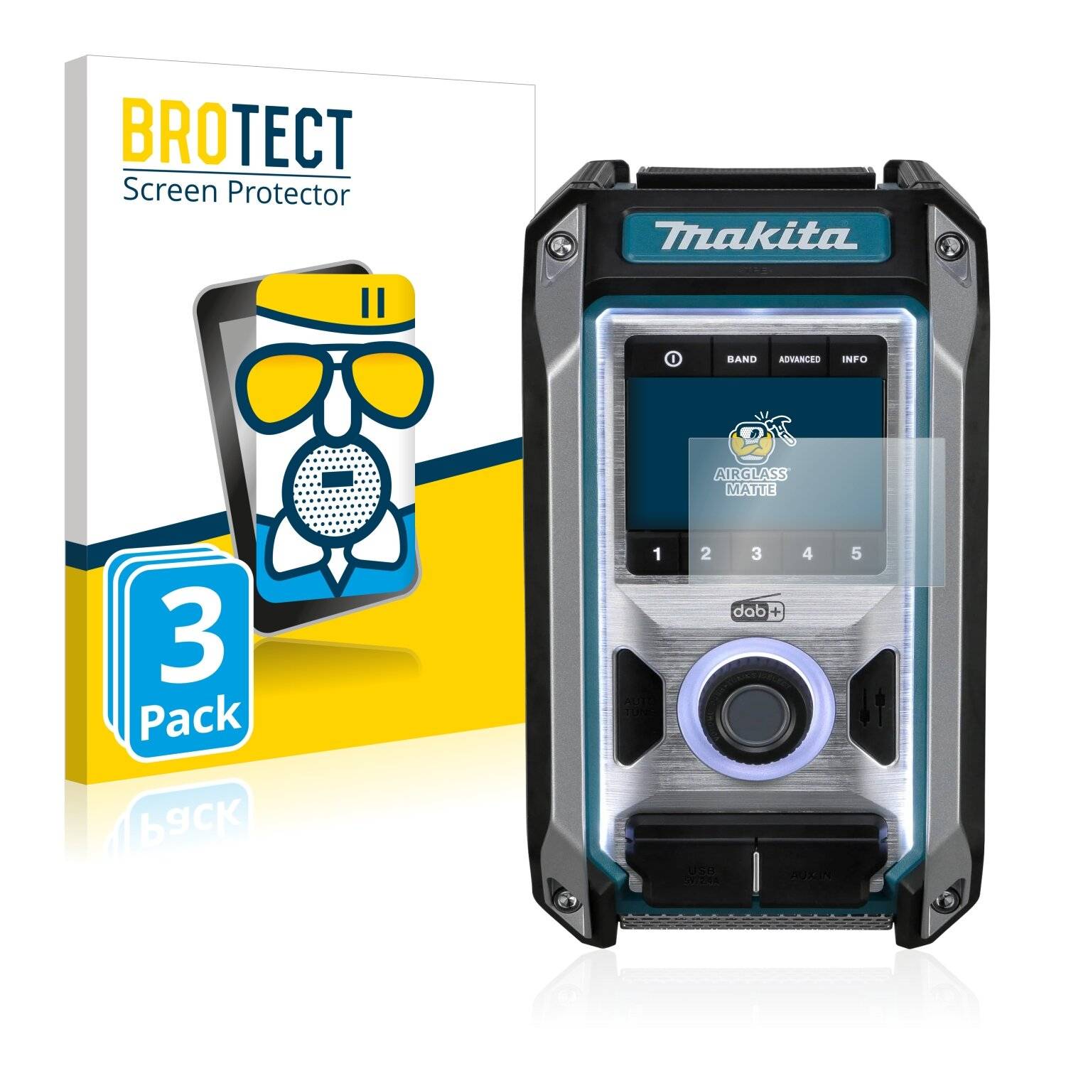 3x BROTECT AirGlass Matte Schutzglas Folie für Makita