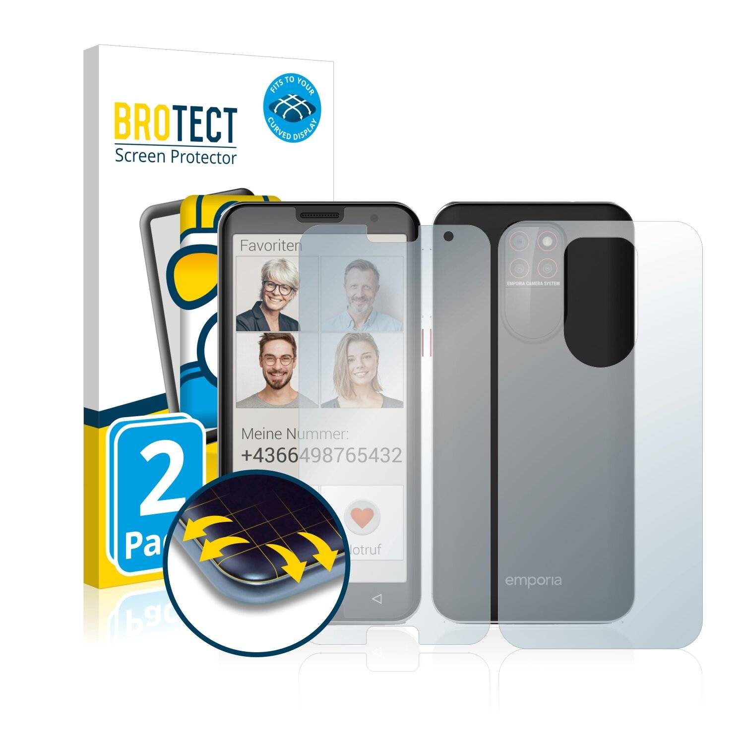 2x BROTECT Flex Full-Cover Displayschutzfolie für Emporia Smart 5 (Vorder +