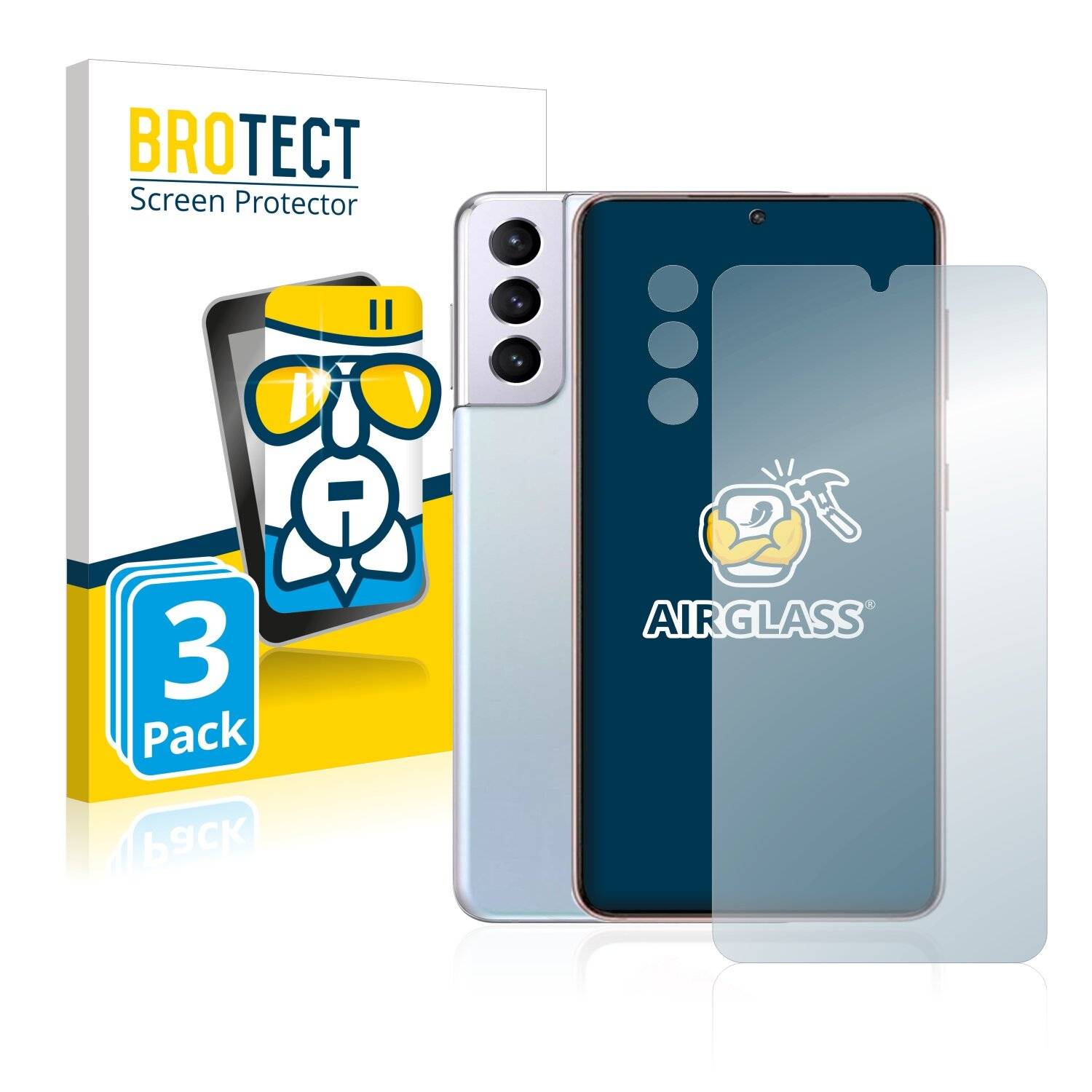 3x BROTECT AirGlass Schutzglas Folie für Samsung Galaxy S21 (Vorderseite +