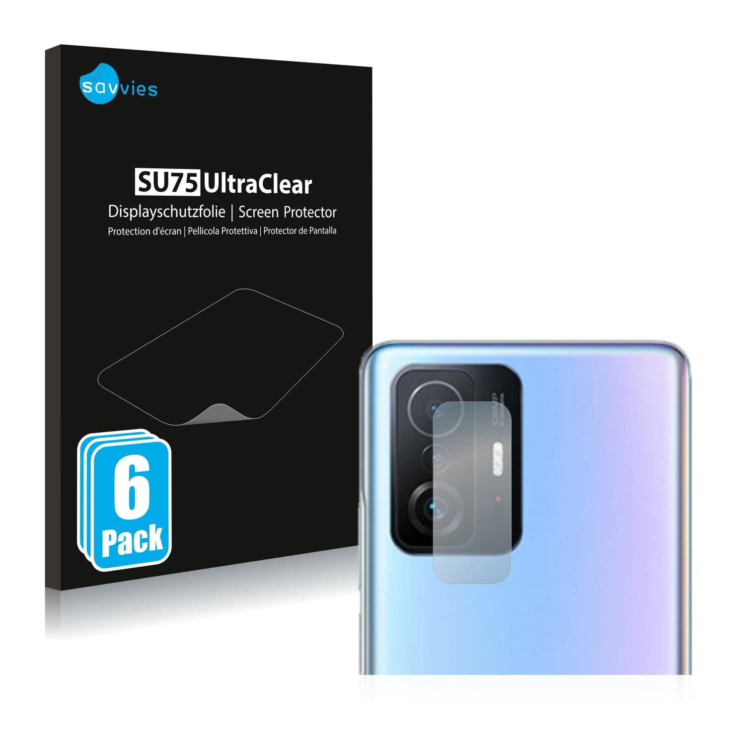 6x Savvies SU75 Displayschutzfolie für Xiaomi 11T (NUR