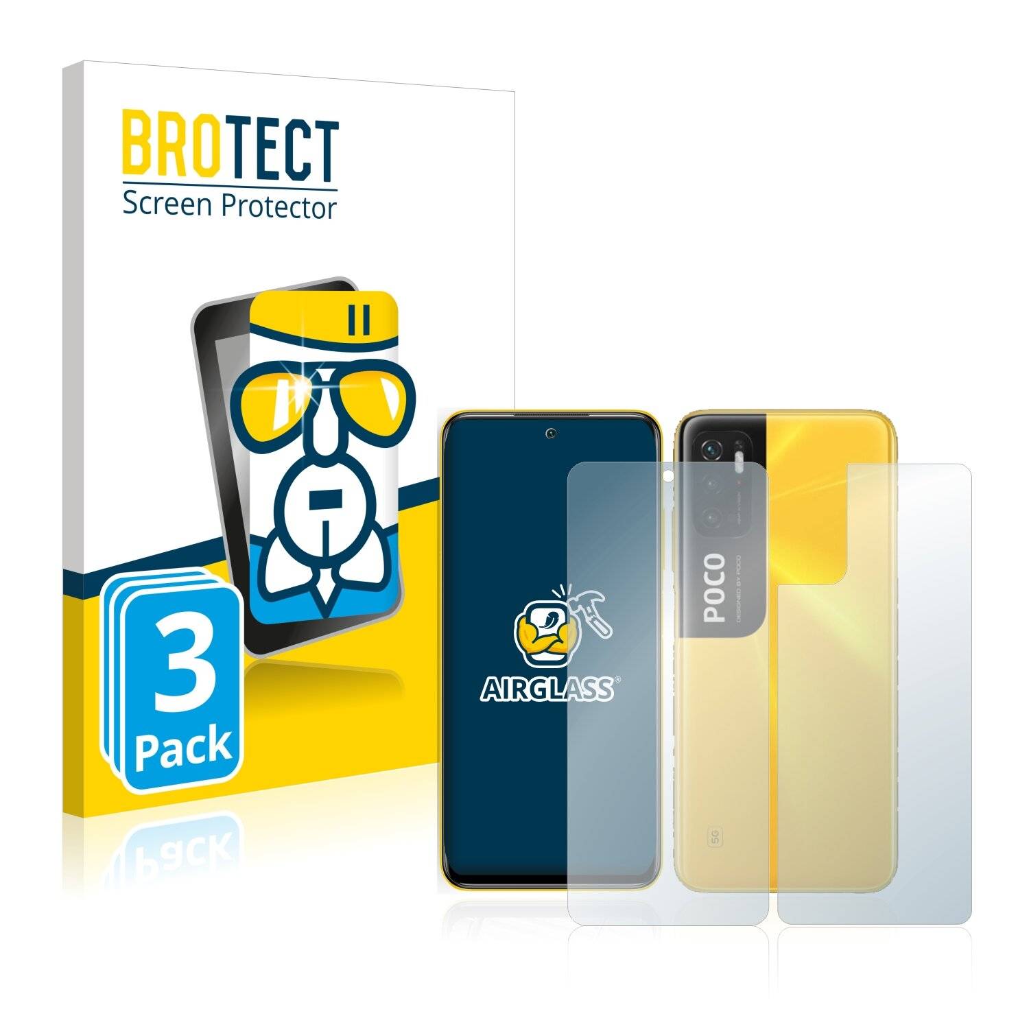 3x BROTECT AirGlass Schutzglas Folie für Xiaomi Poco M3 Pro 5G (Vorder +
