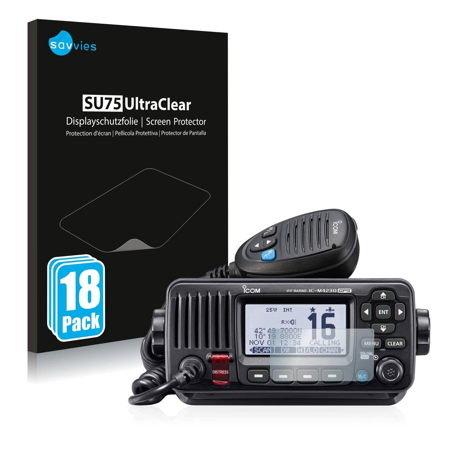 18x Savvies SU75 Displayschutzfolie für Icom