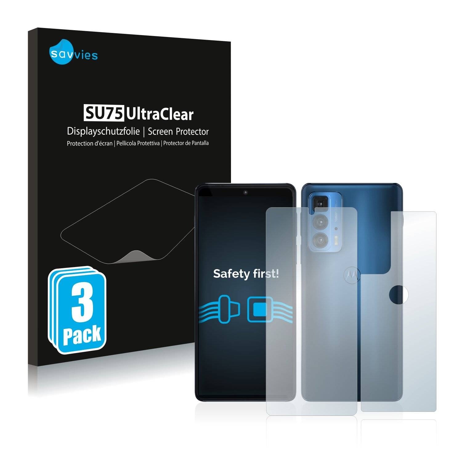 6x Savvies SU75 Displayschutzfolie für Motorola Edge S Pro (Vorder +
