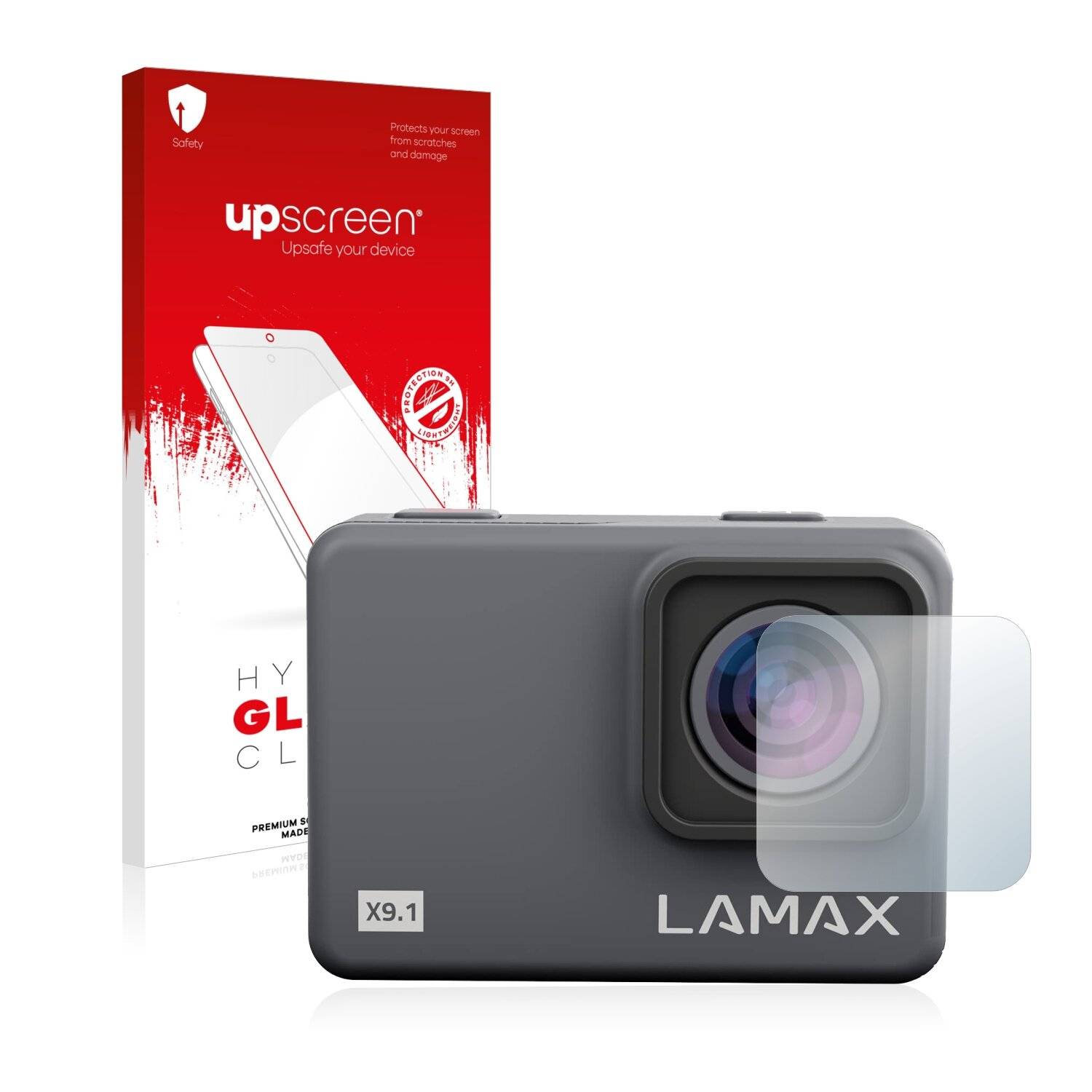 upscreen Hybrid Glass Clear Premium Schutzglas Folie für Lamax X9.1 Linse