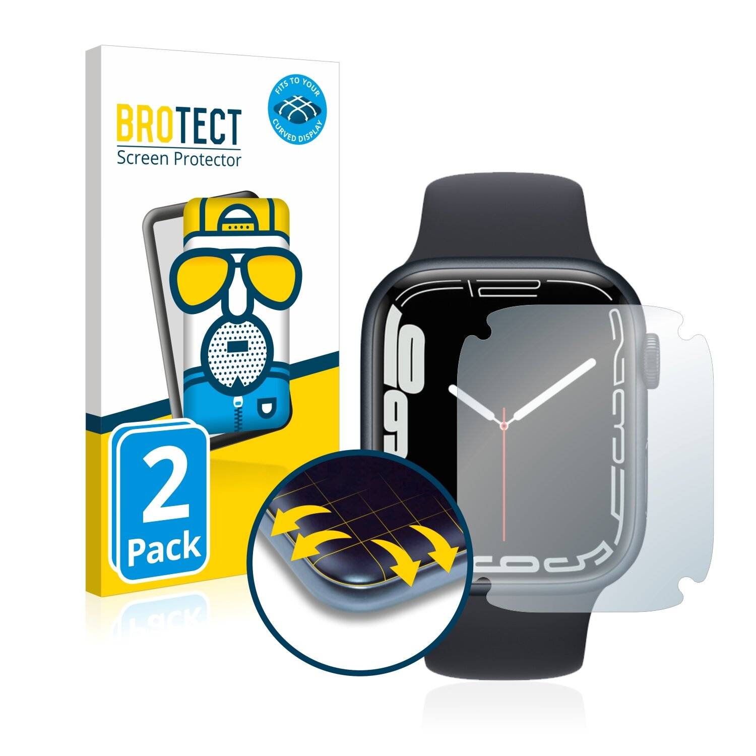 2x BROTECT Flex Matte Full-Cover Displayschutzfolie für Apple Watch Series 7 (45