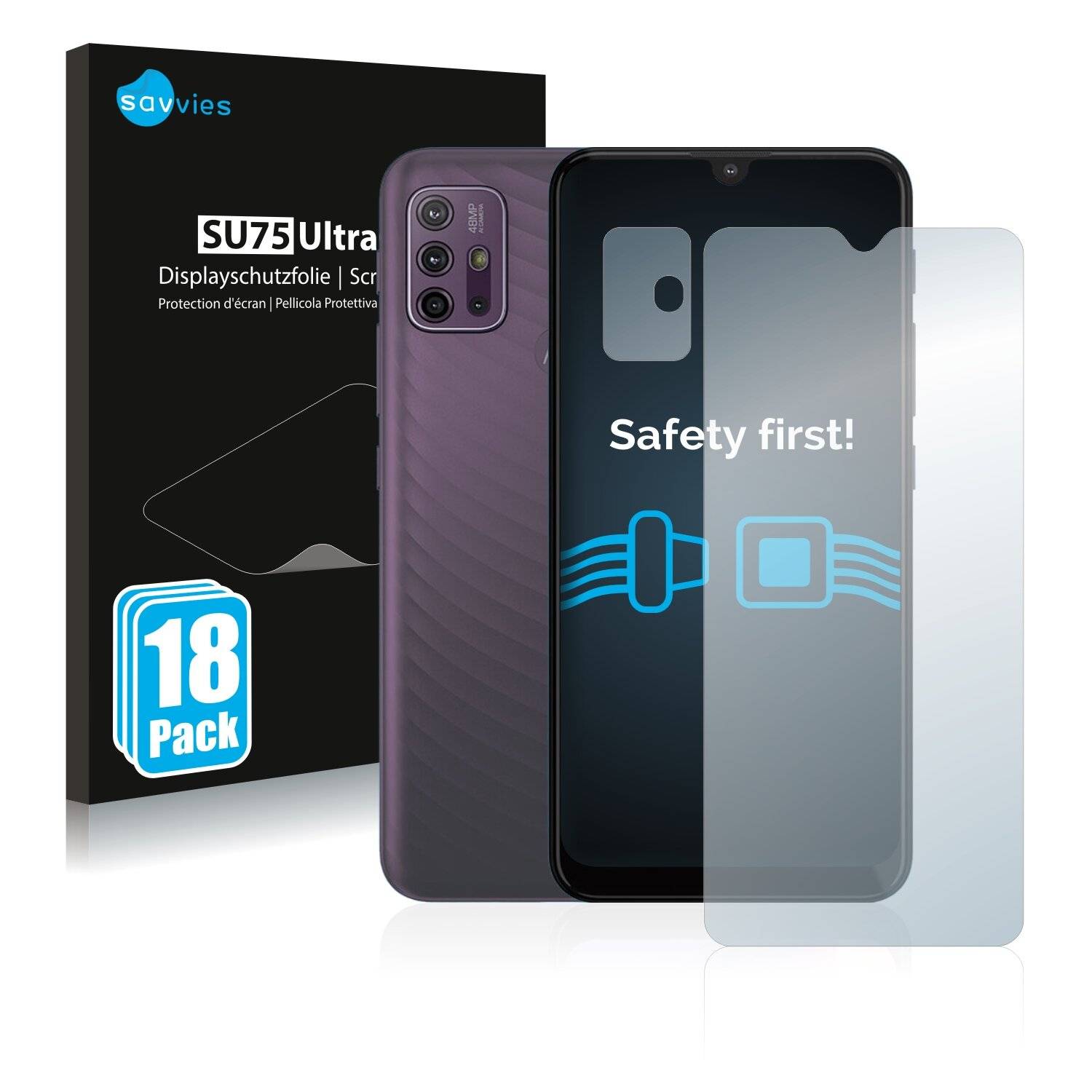 18x Savvies SU75 Displayschutzfolie für Motorola Moto G10 (Vorderseite +