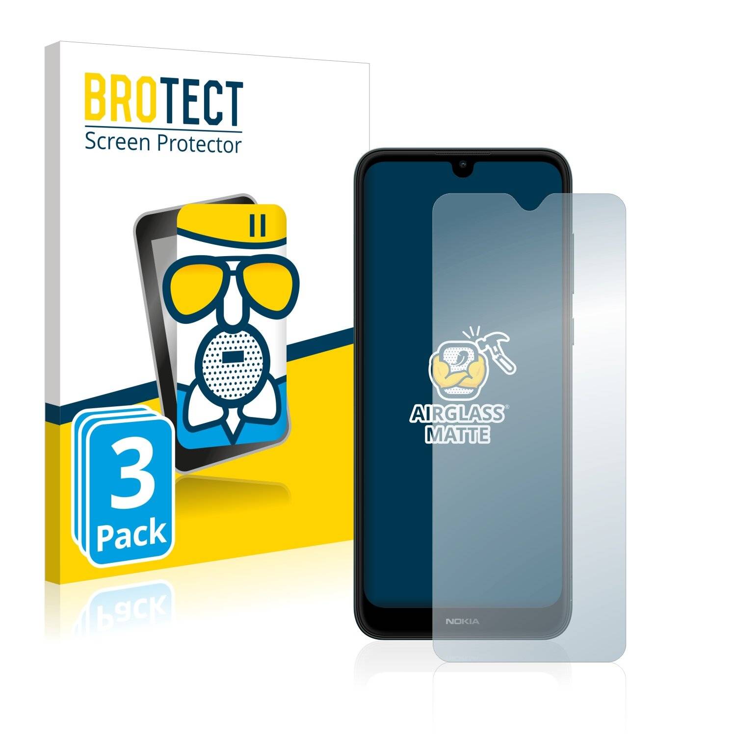 3x BROTECT AirGlass Matte Schutzglas Folie für Nokia