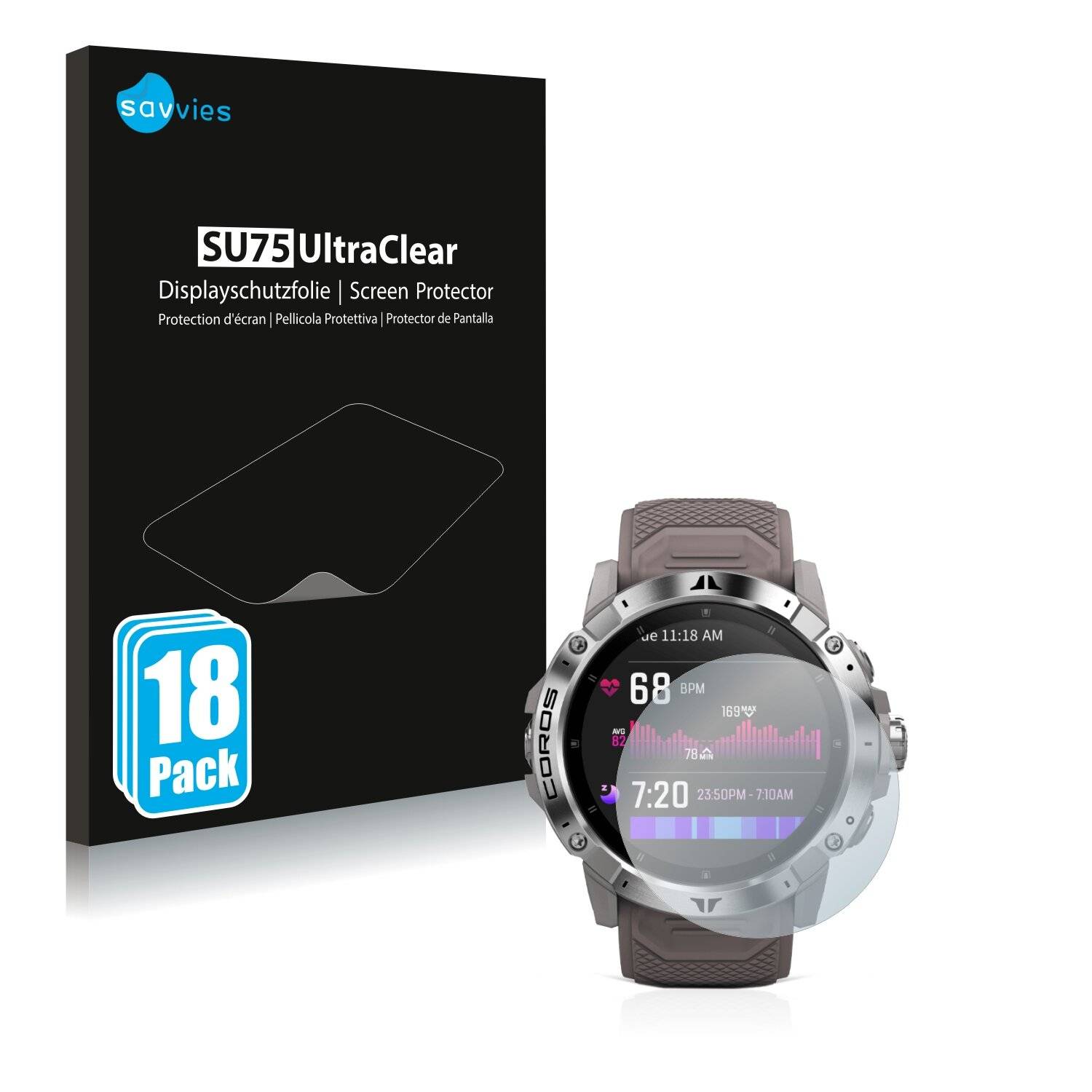 18x Savvies SU75 Displayschutzfolie für Coros Vertix