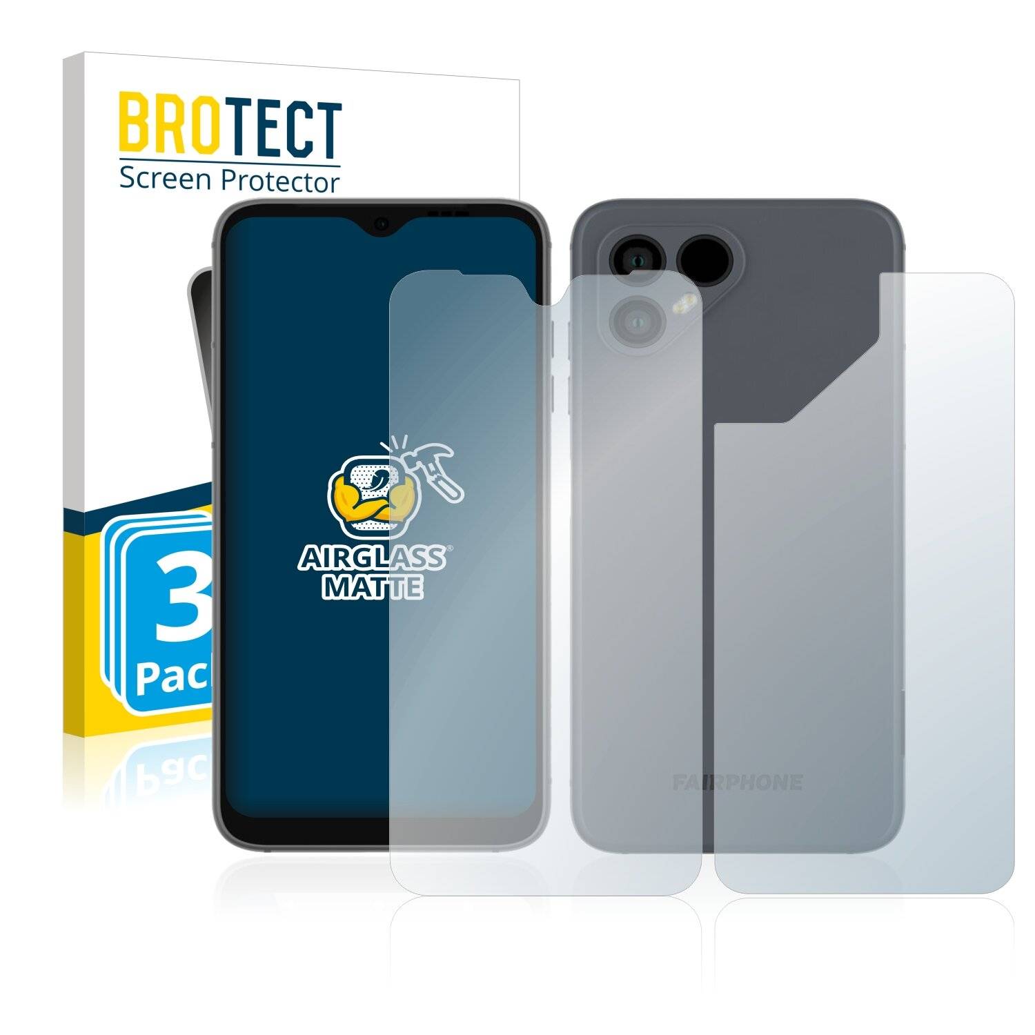 3x BROTECT AirGlass Matte Schutzglas Folie für Fairphone 4 (Vorder +