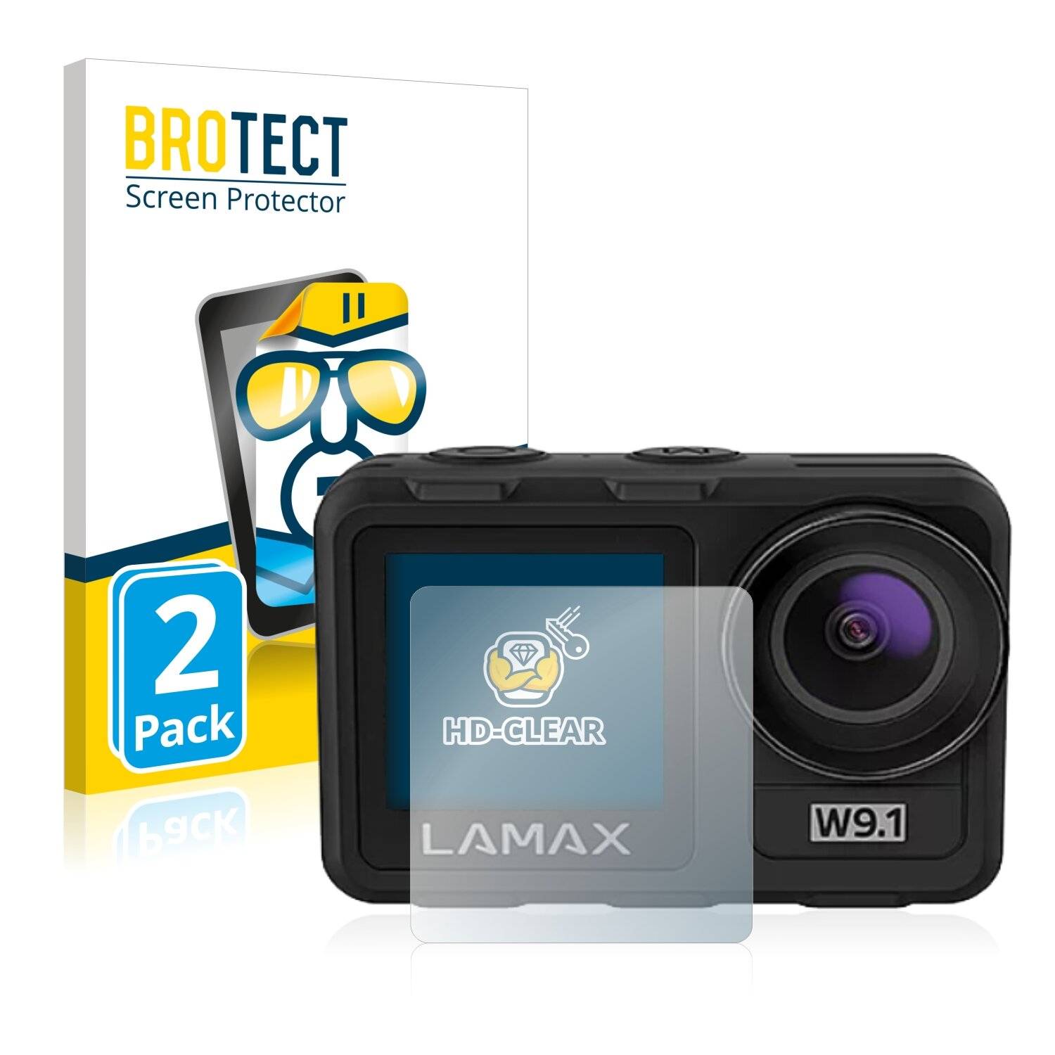 2x BROTECT HD-Clear Displayschutzfolie für Lamax W9.1 (Vorderes
