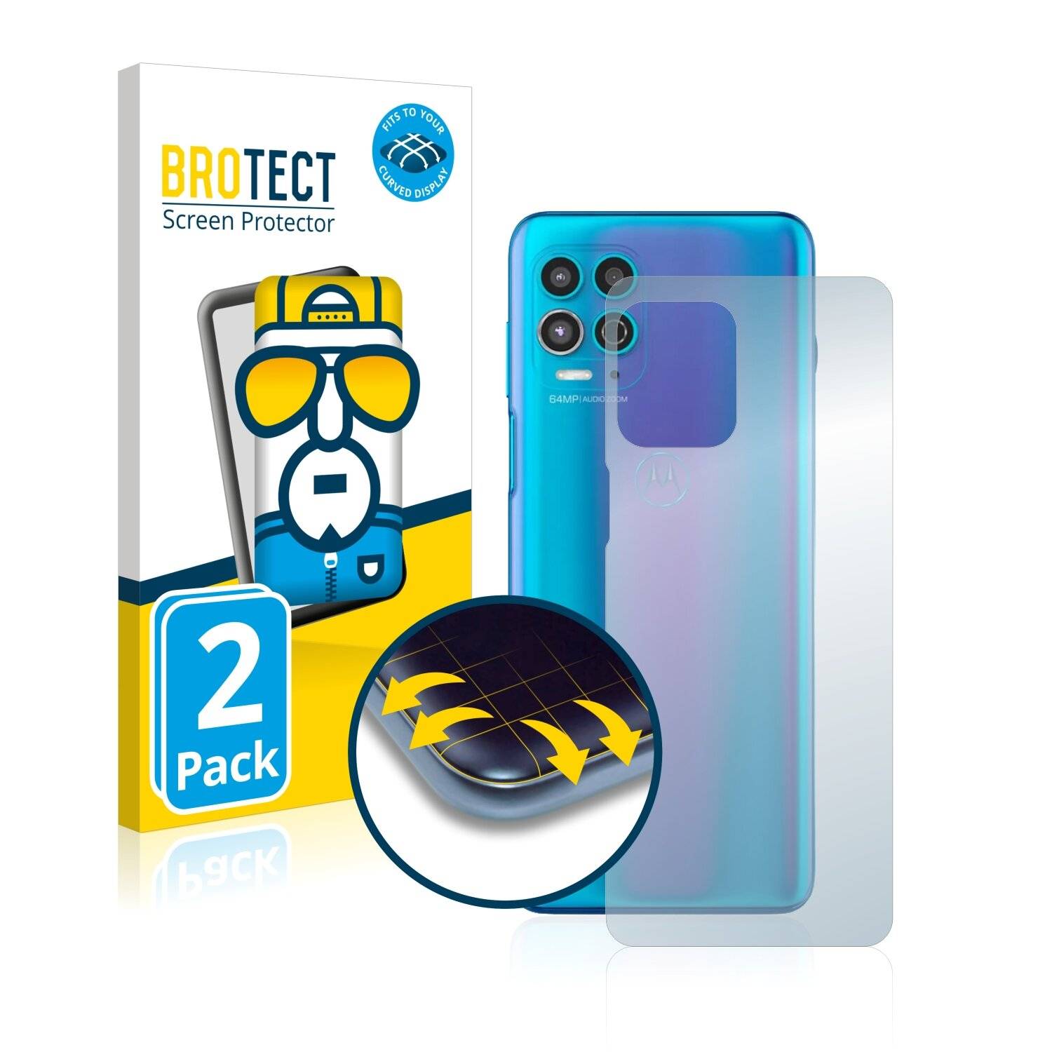 2x BROTECT Flex Full-Cover Displayschutzfolie für Motorola Edge S