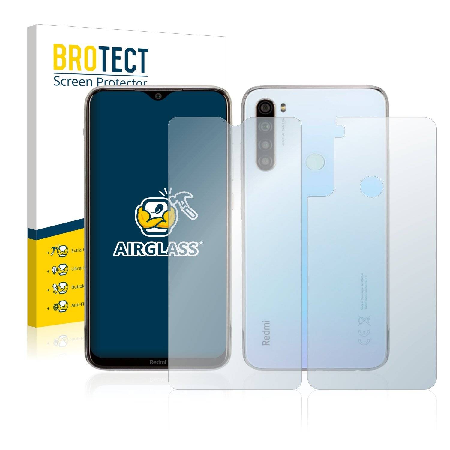 BROTECT AirGlass Schutzglas Folie für Xiaomi Redmi Note 8 2021 (Vorder +