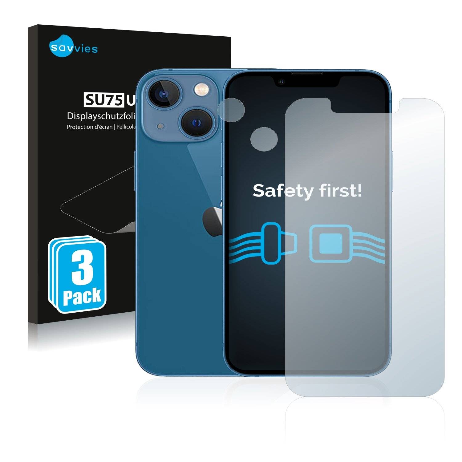 6x Savvies SU75 Displayschutzfolie für Apple iPhone 13 mini (Vorderseite +