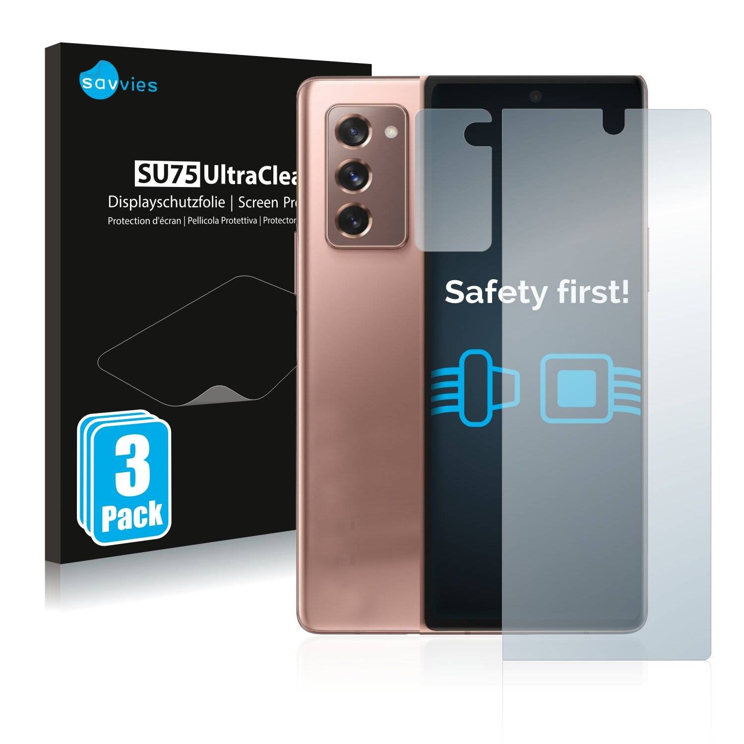 6x Savvies SU75 Displayschutzfolie für Samsung Galaxy Z Fold 2 5G (Vorderseite +