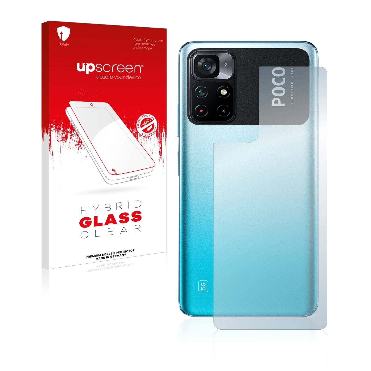 upscreen Hybrid Glass Clear Premium Schutzglas Folie für Xiaomi Poco M4 Pro 5G