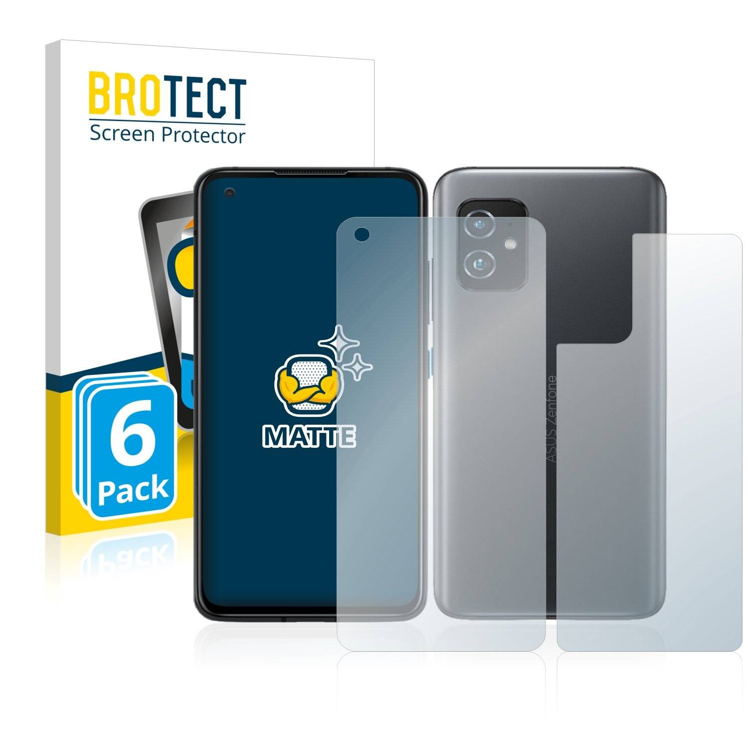 6x BROTECT Matte Displayschutzfolie für Asus ZenFone 8 (Vorder + Rückseite) - Entspiegelt,