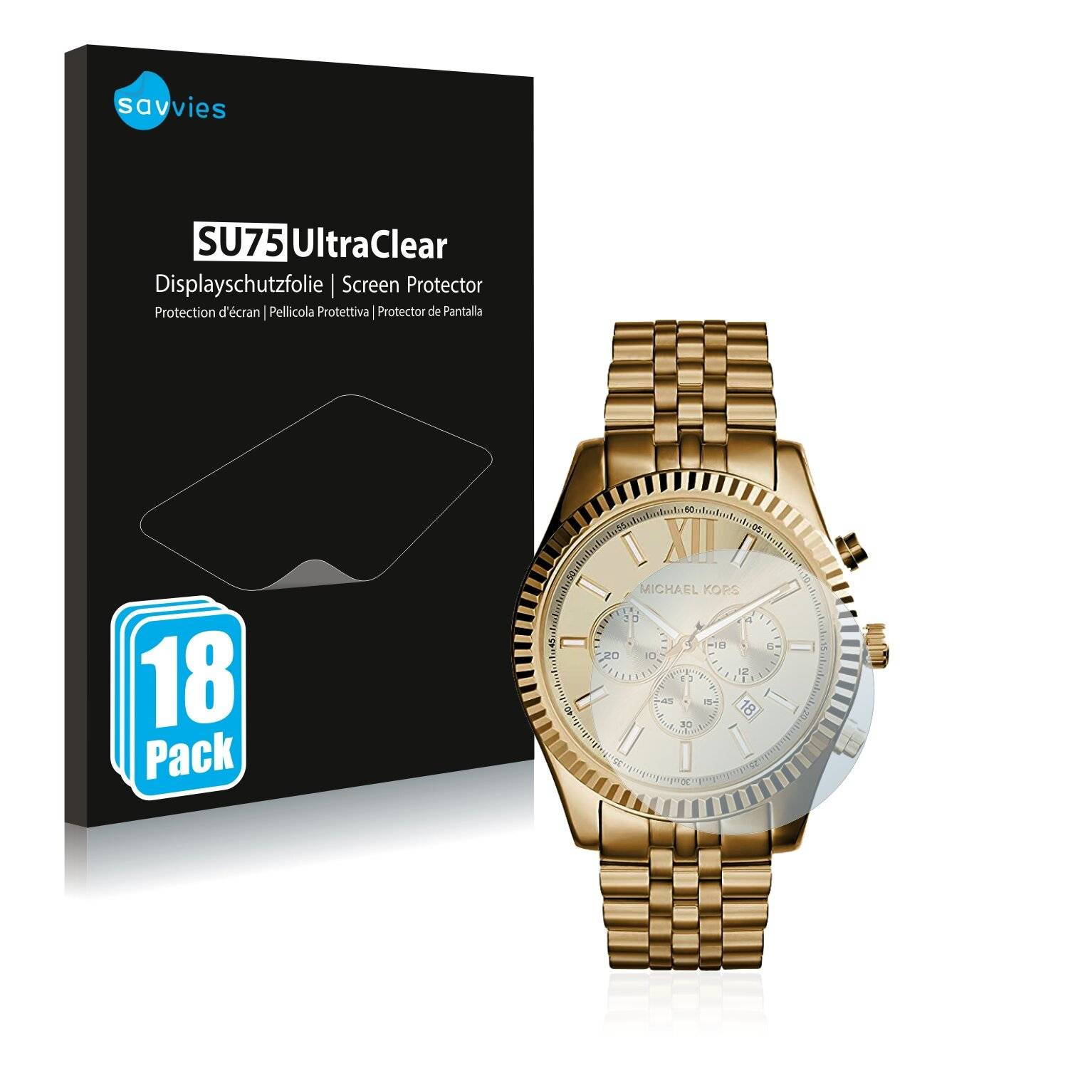18x Savvies SU75 Displayschutzfolie für Michael Kors Chronograph