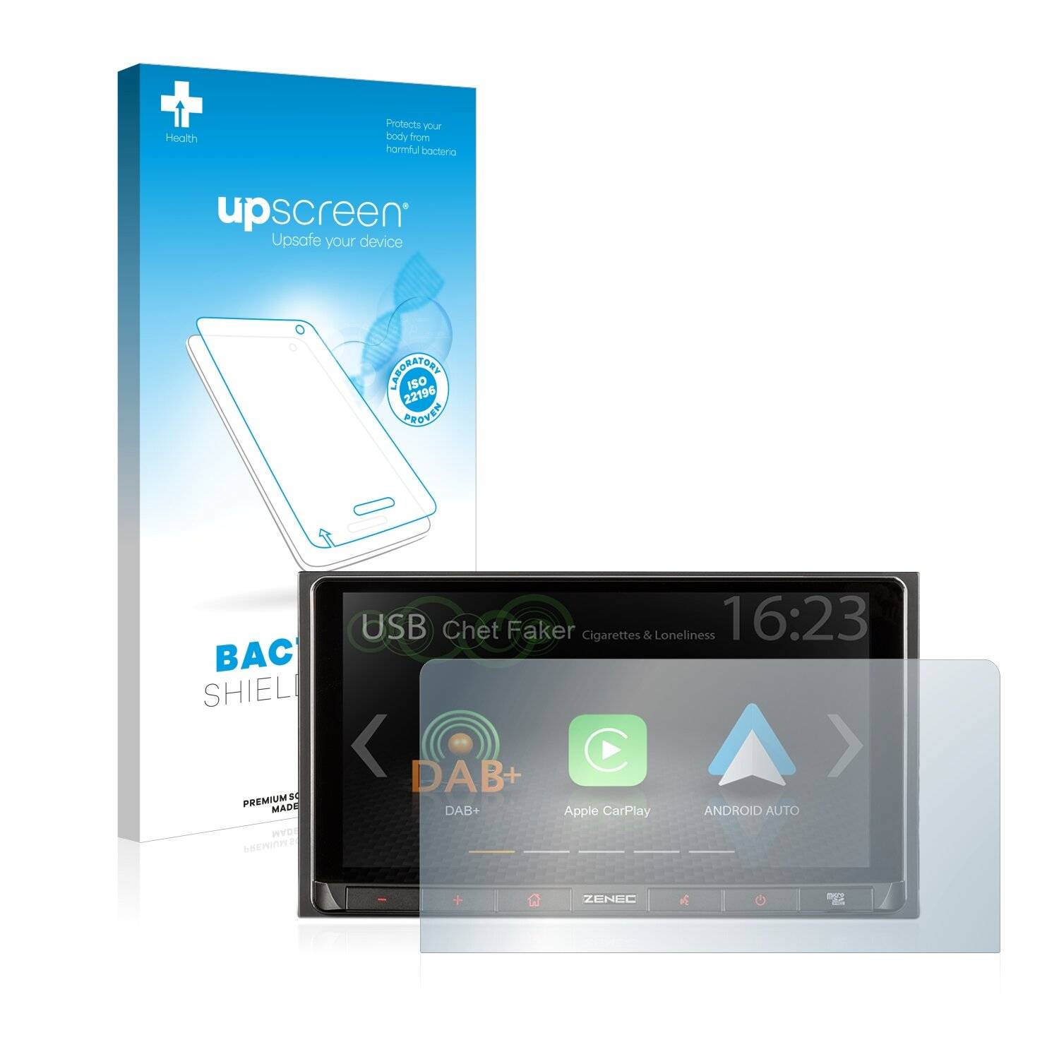 upscreen Bacteria Shield Clear Premium Antibakterielle Displayschutzfolie für Zenec