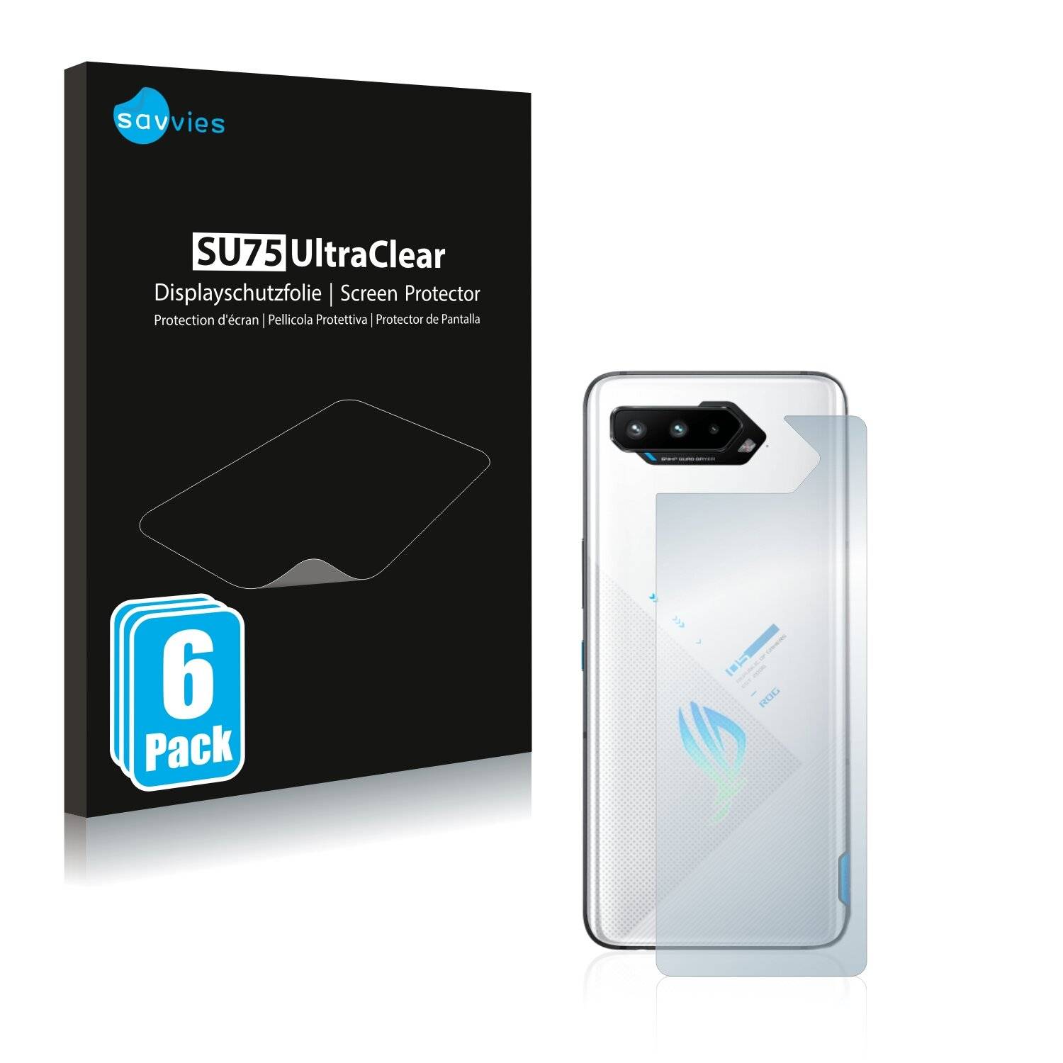 6x Savvies SU75 Displayschutzfolie für Asus ROG Phone 5s