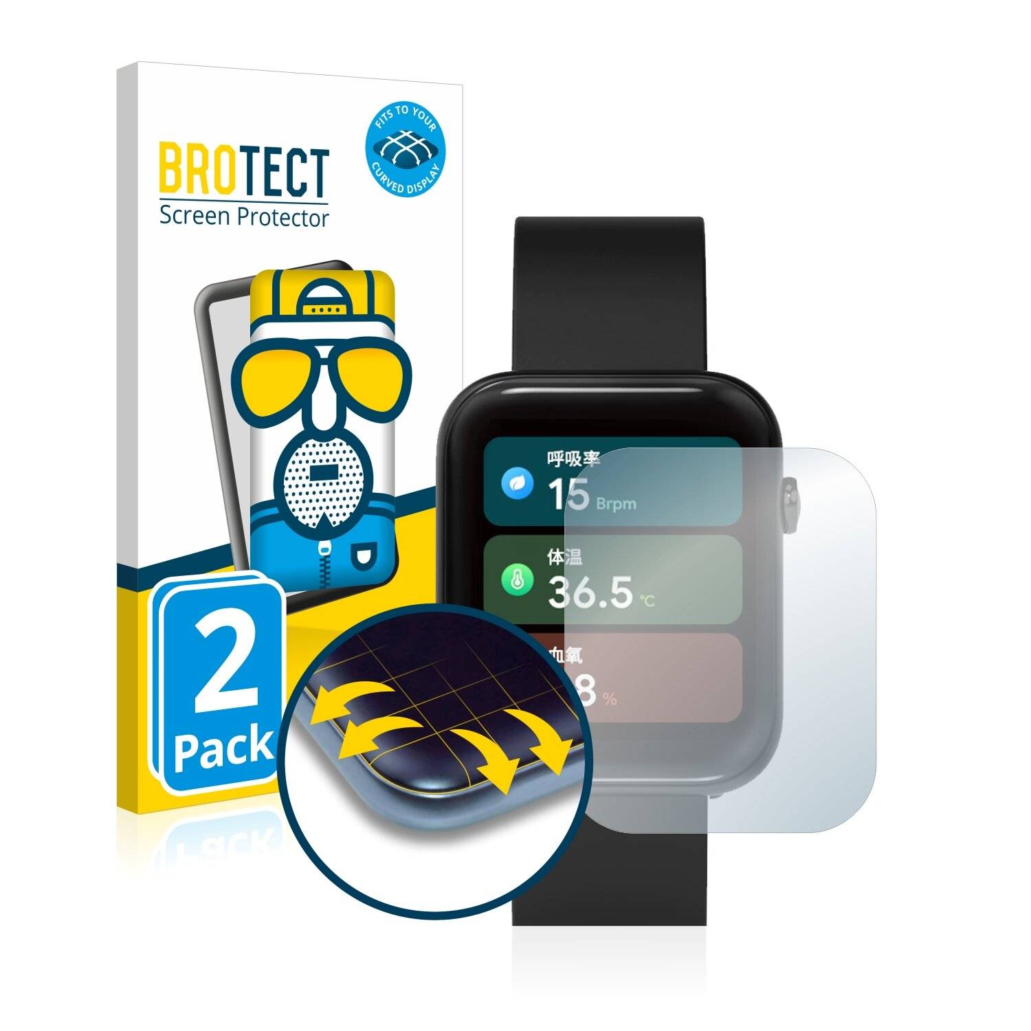2x BROTECT Flex Matte Full-Cover Displayschutzfolie für Mobvoi Ticwatch