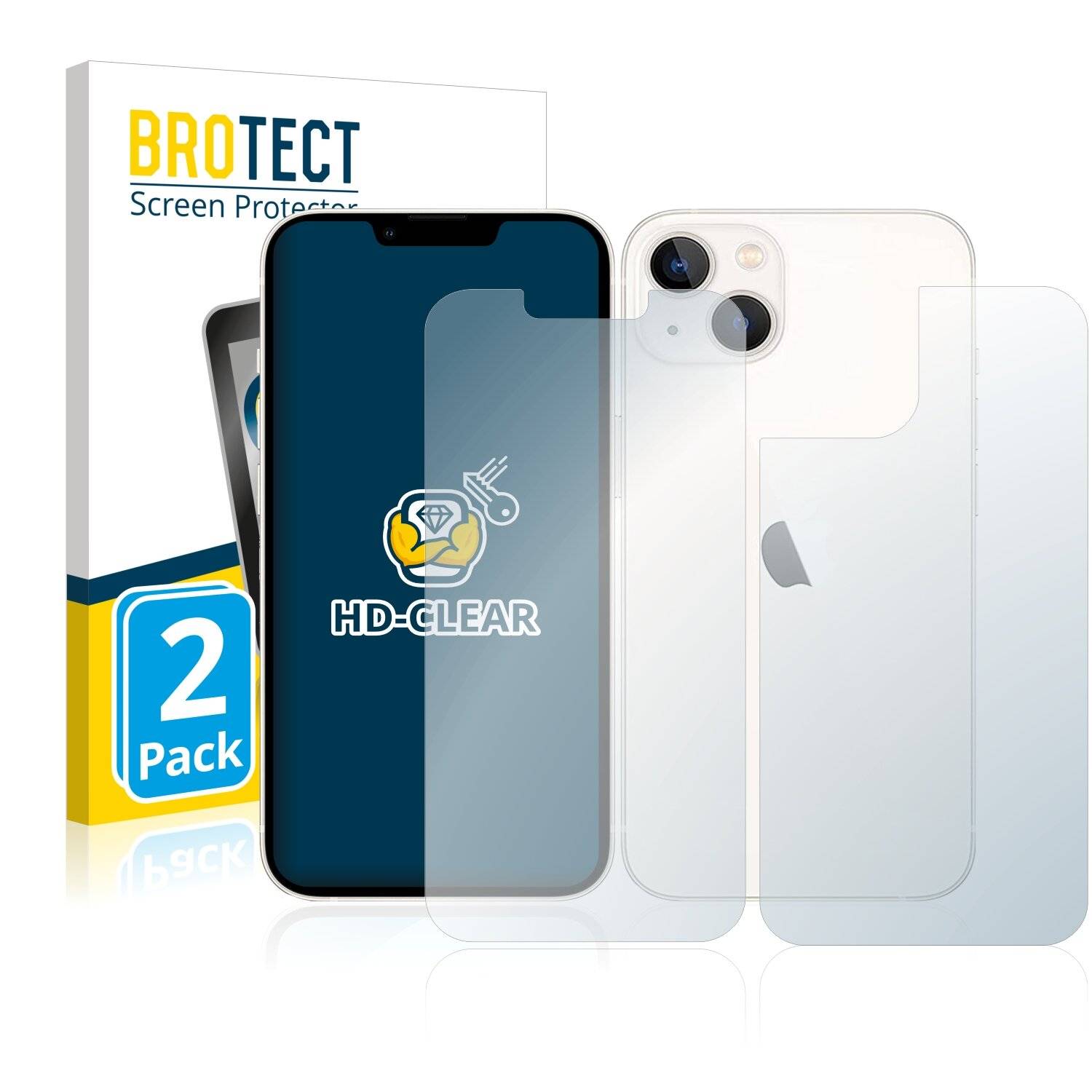 2x BROTECT HD-Clear Displayschutzfolie für Apple iPhone 13 (Vorder +