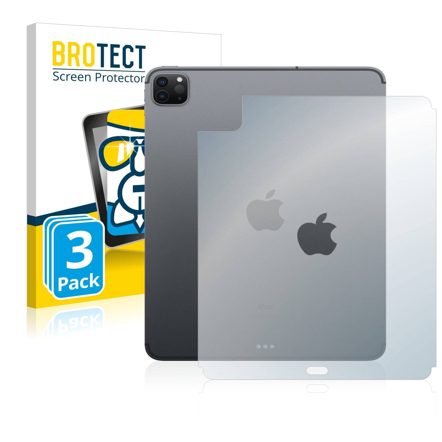 3x BROTECT AirGlass Schutzglas Folie für Apple iPad Pro 11 WiFi 2021 (Rückseite, 3.