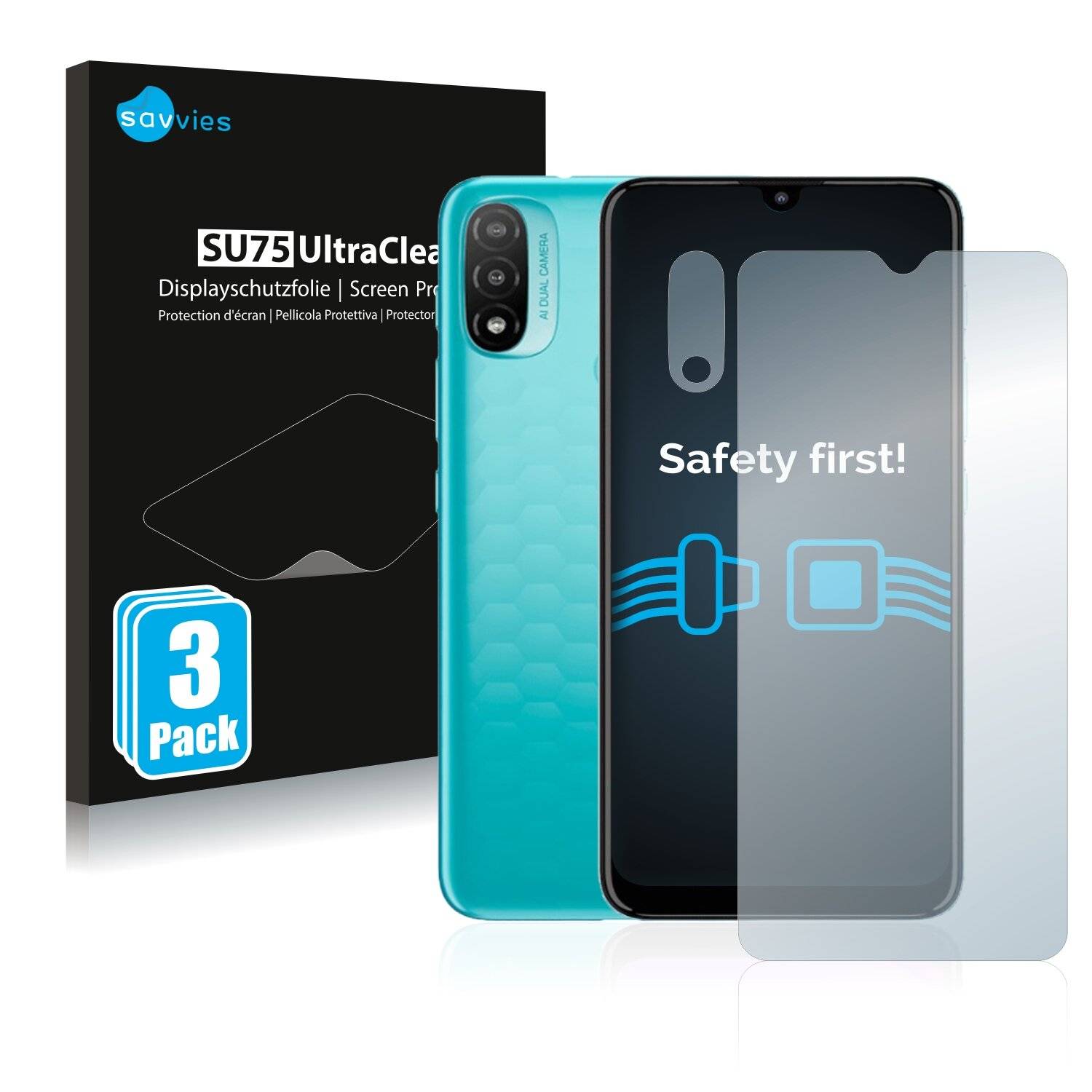 6x Savvies SU75 Displayschutzfolie für Motorola Moto E20 (Vorderseite +