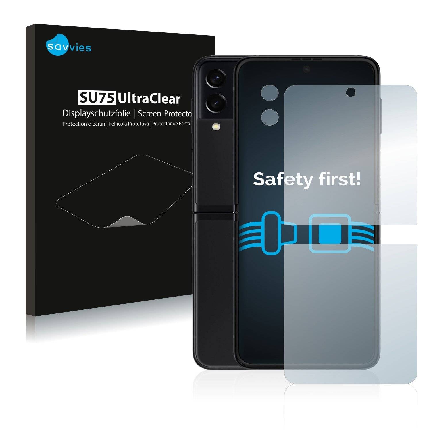 18x Savvies SU75 Displayschutzfolie für Samsung Galaxy Z Flip 3 5G (Vorderseite +