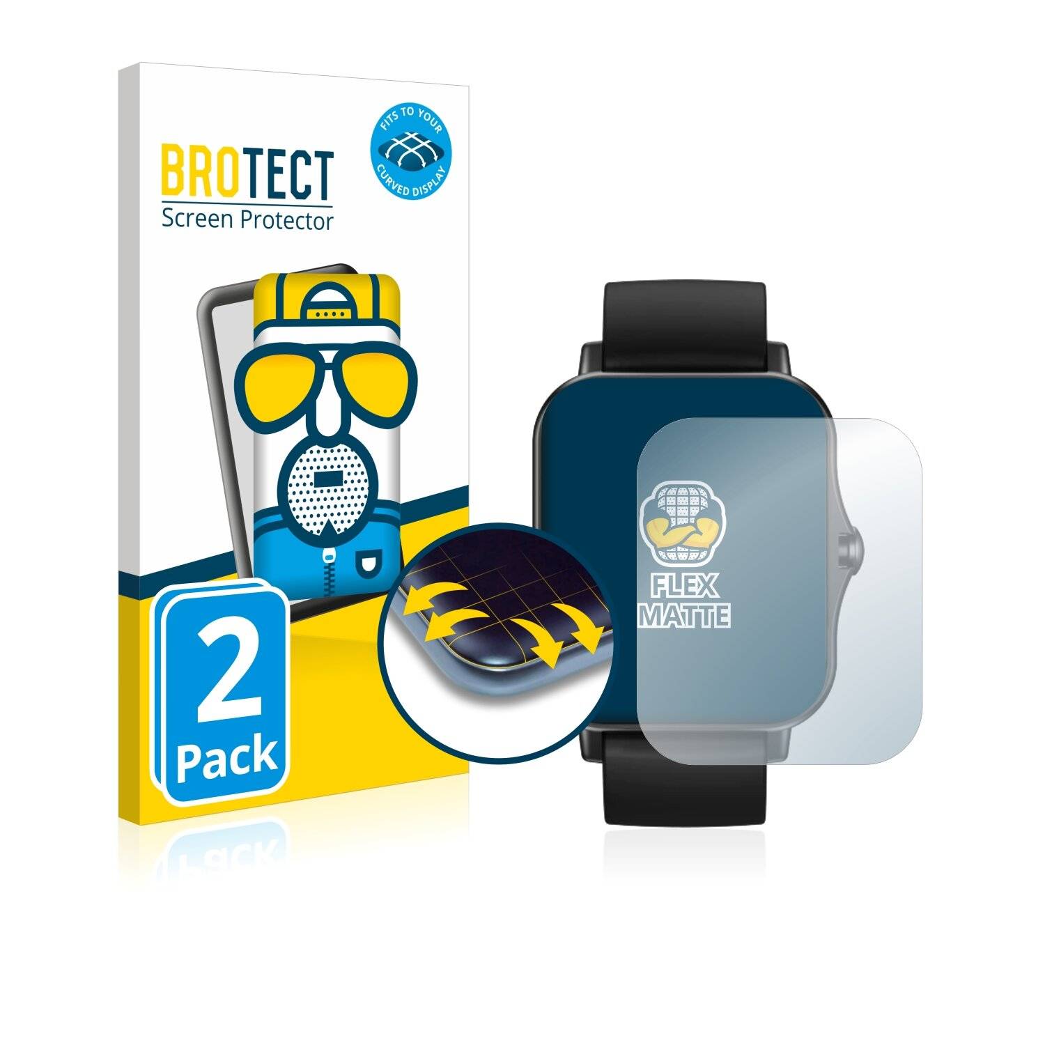 2x BROTECT Flex Matte Full-Cover Displayschutzfolie für Zeblaze GTS