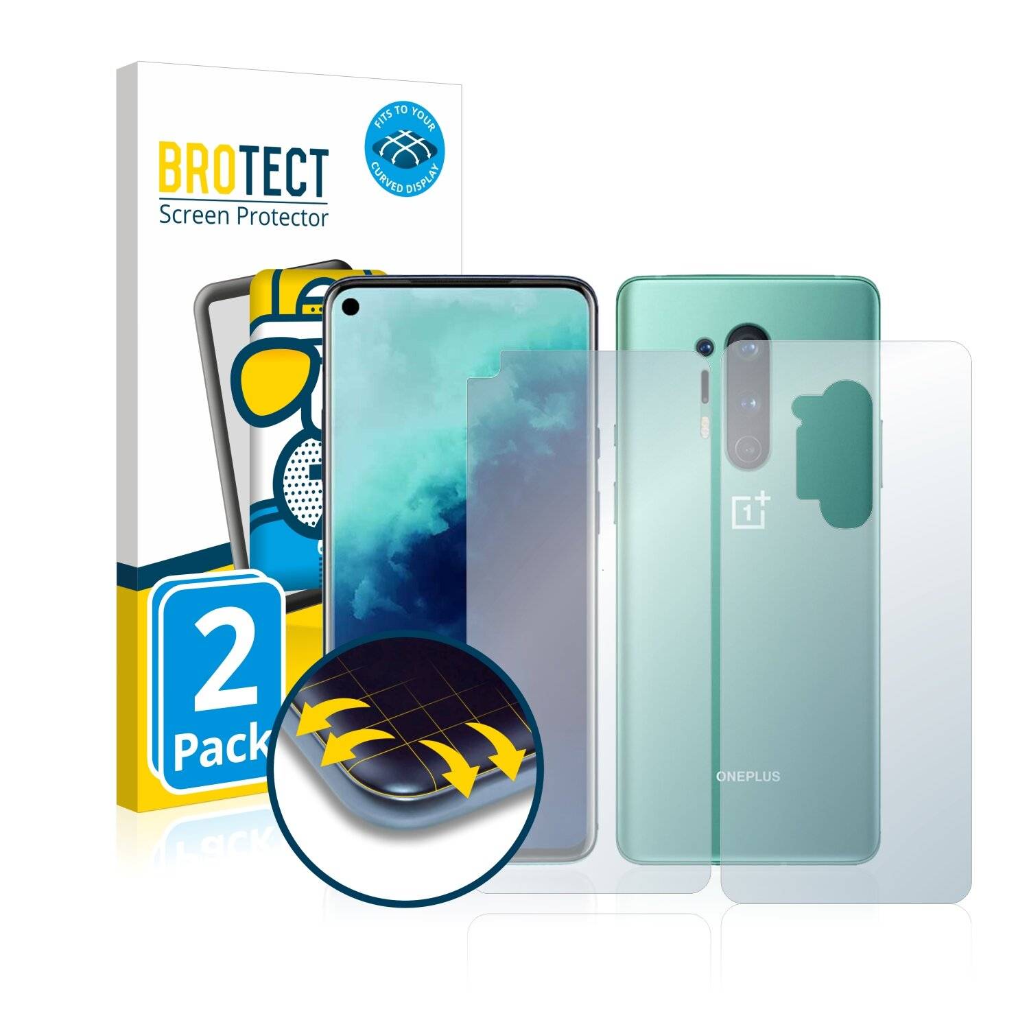 2x BROTECT Flex Matte Full-Cover Displayschutzfolie für OnePlus 8 Pro (Vorder +