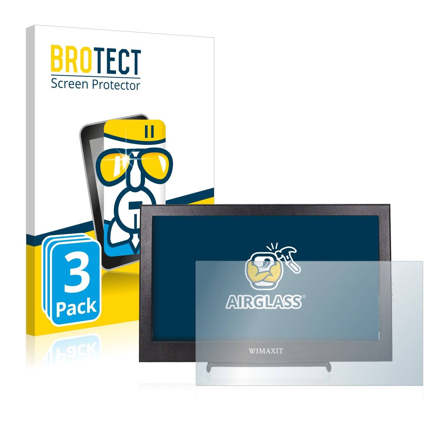 3x BROTECT AirGlass Schutzglas Folie für Wimaxit M1160 Portable Monitor