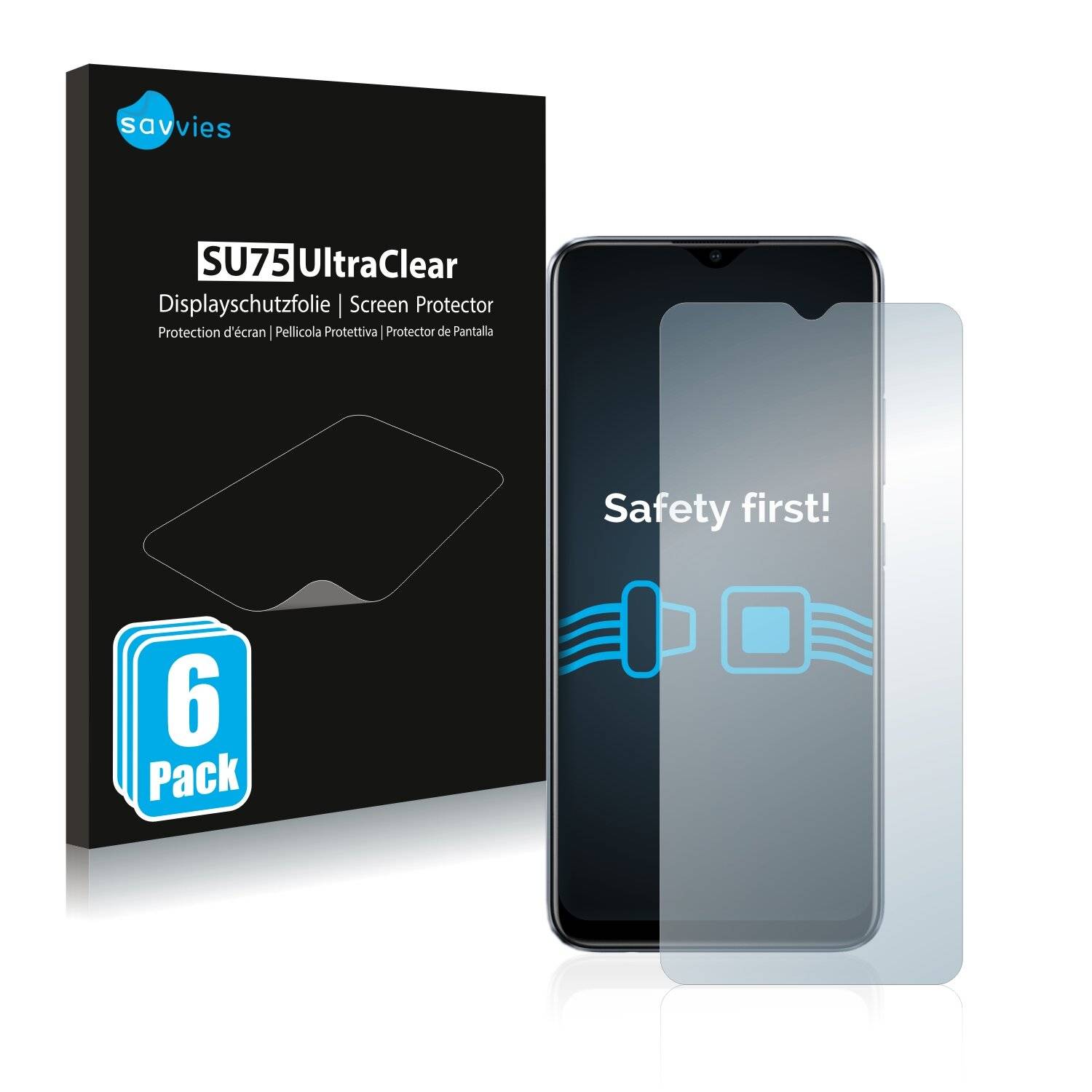 6x Savvies SU75 Displayschutzfolie für Realme C11
