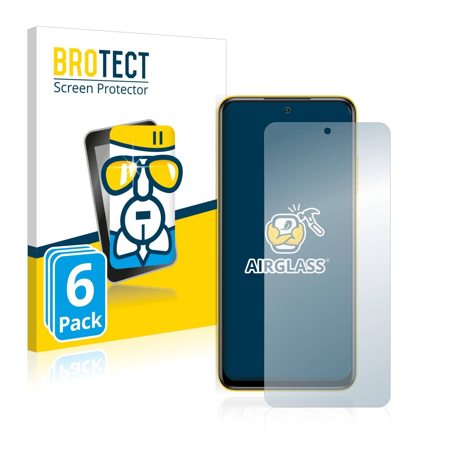 6x BROTECT AirGlass Schutzglas Folie für Xiaomi Poco M3 Pro